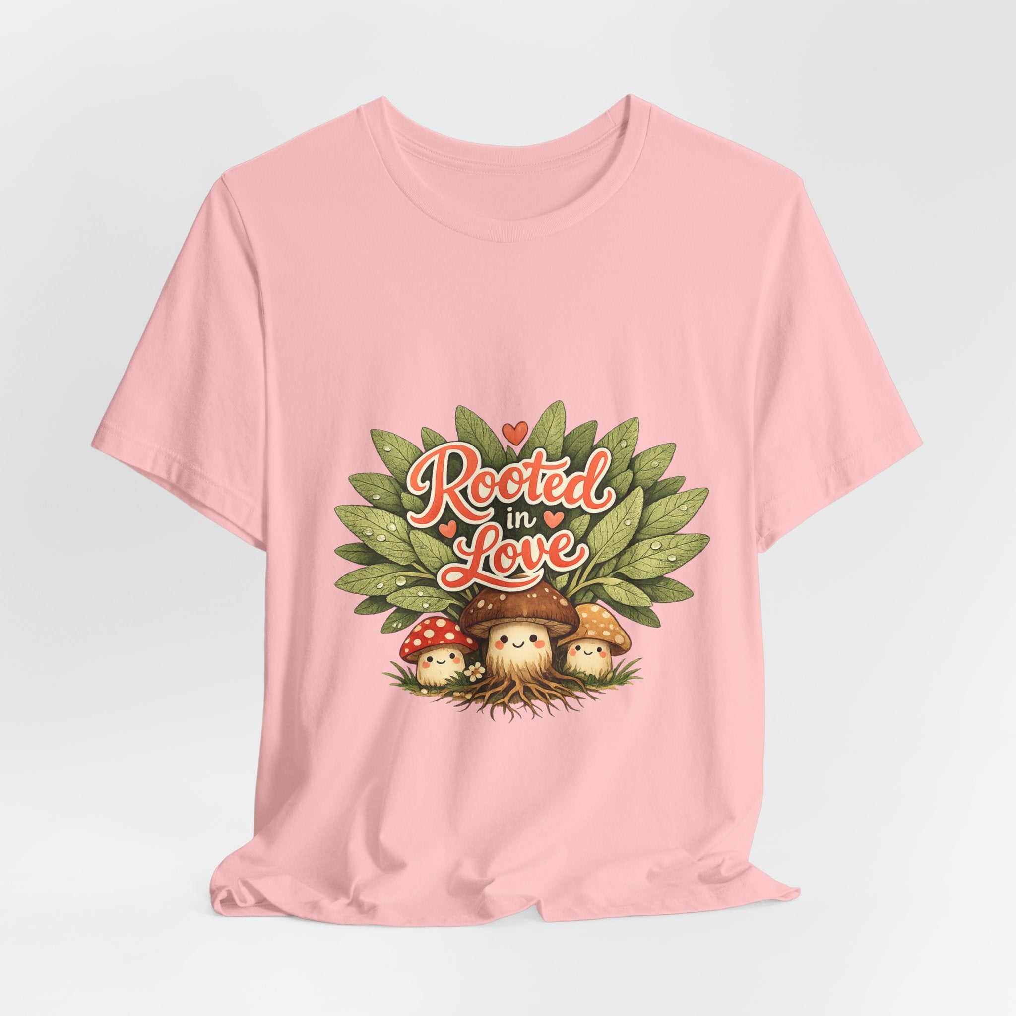 Rooted in Love mushroom family T-Shirt | Nature woodland graphic tee