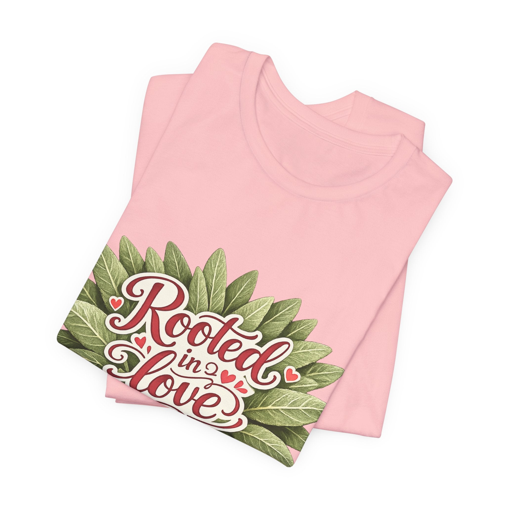 Rooted in Love mushroom family T-Shirt | botanical heart lettering