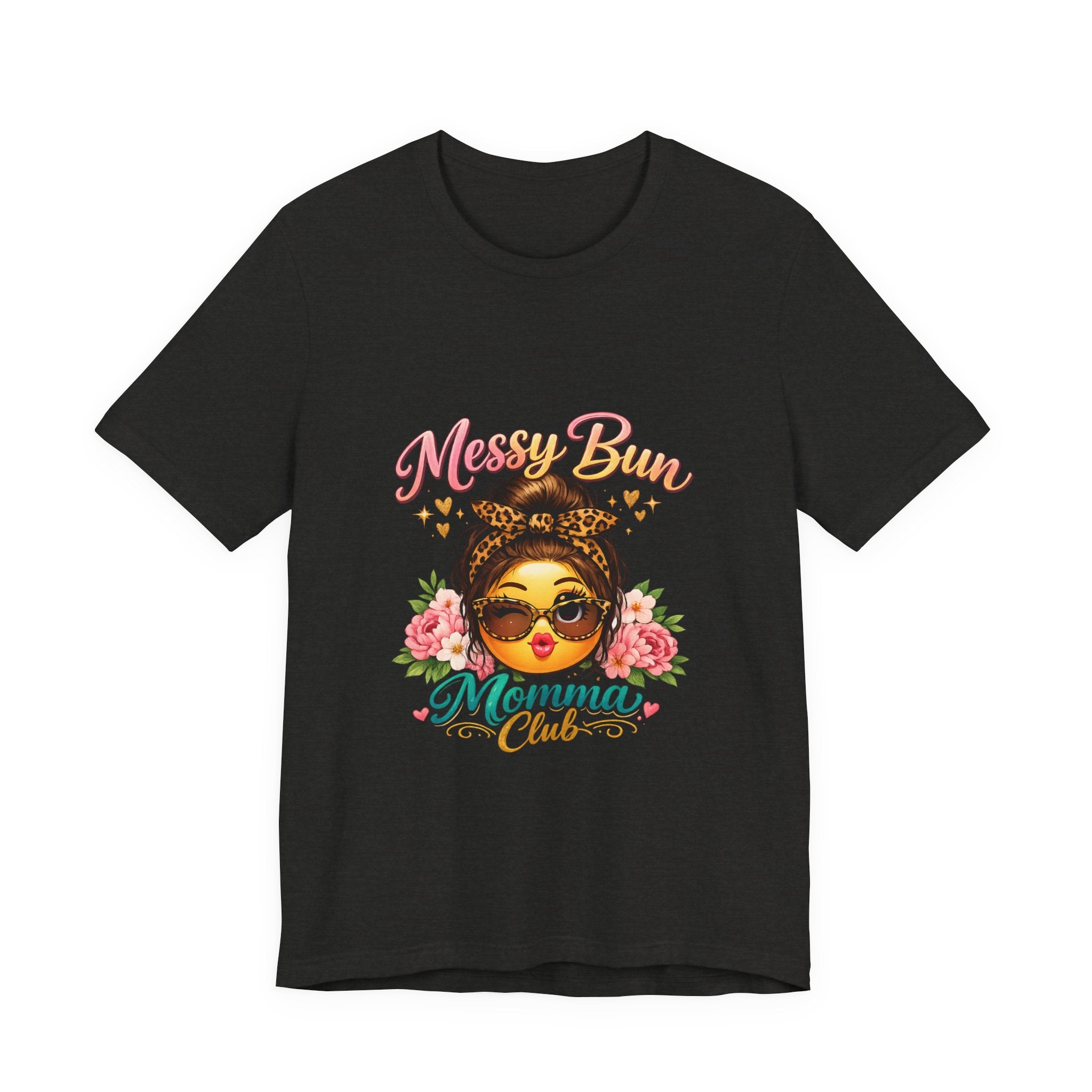 Messy Bun Momma Club Tee | Mom Graphic Shirt, Floral Bun Girl Design