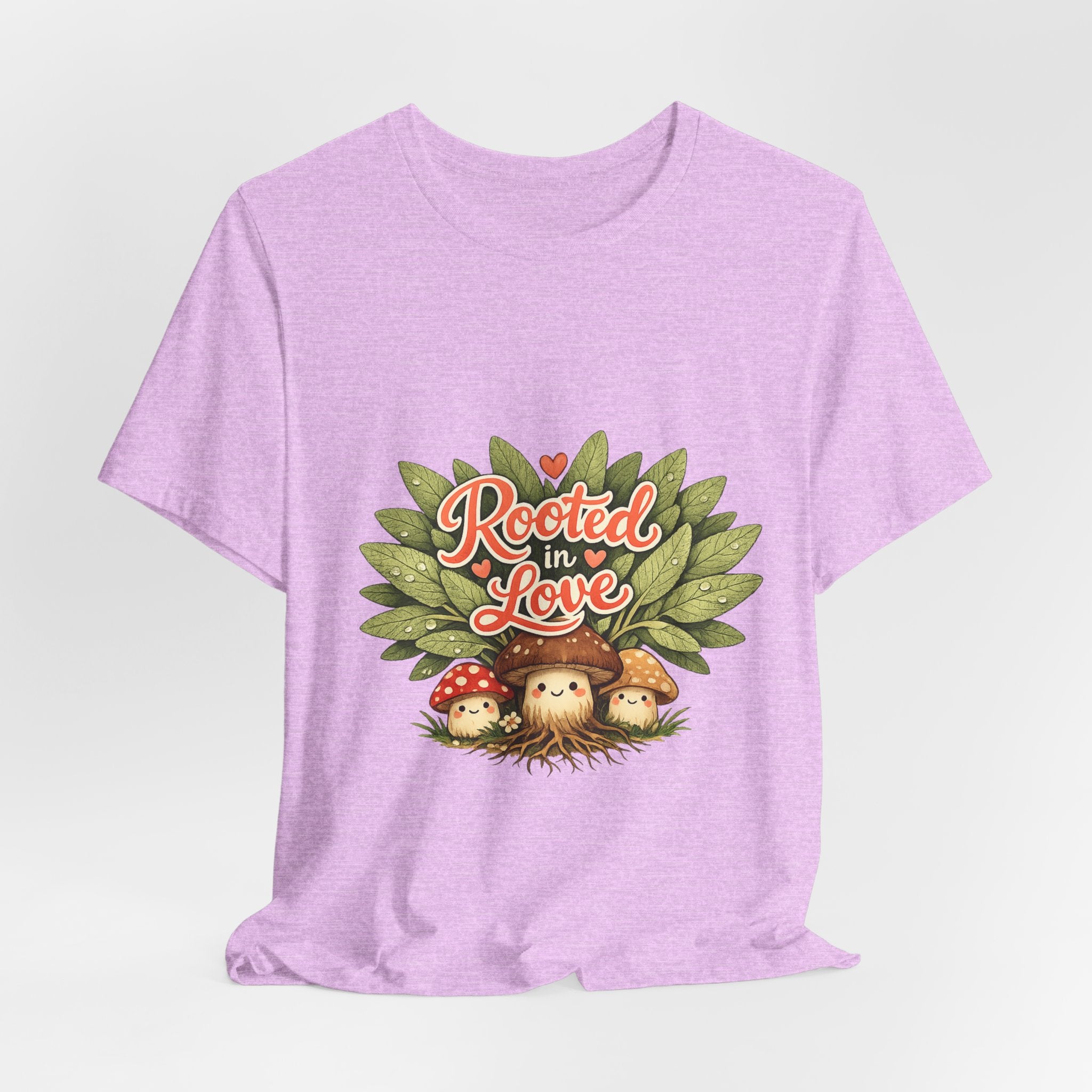 Rooted in Love mushroom family T-Shirt | Nature woodland graphic tee