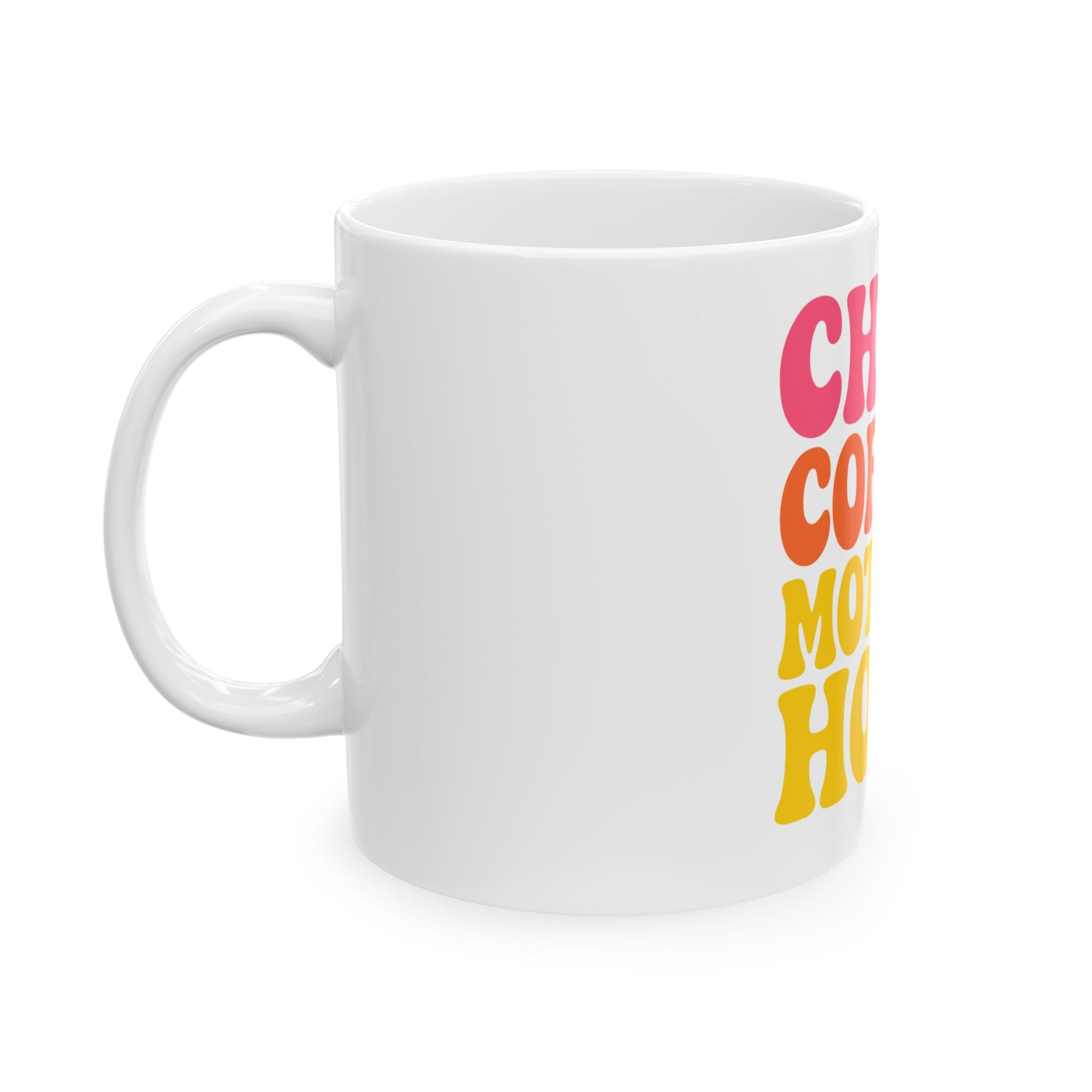 Chaos Coffee & Motherhood Mug | Colorful Retro Typography Ceramic Mug