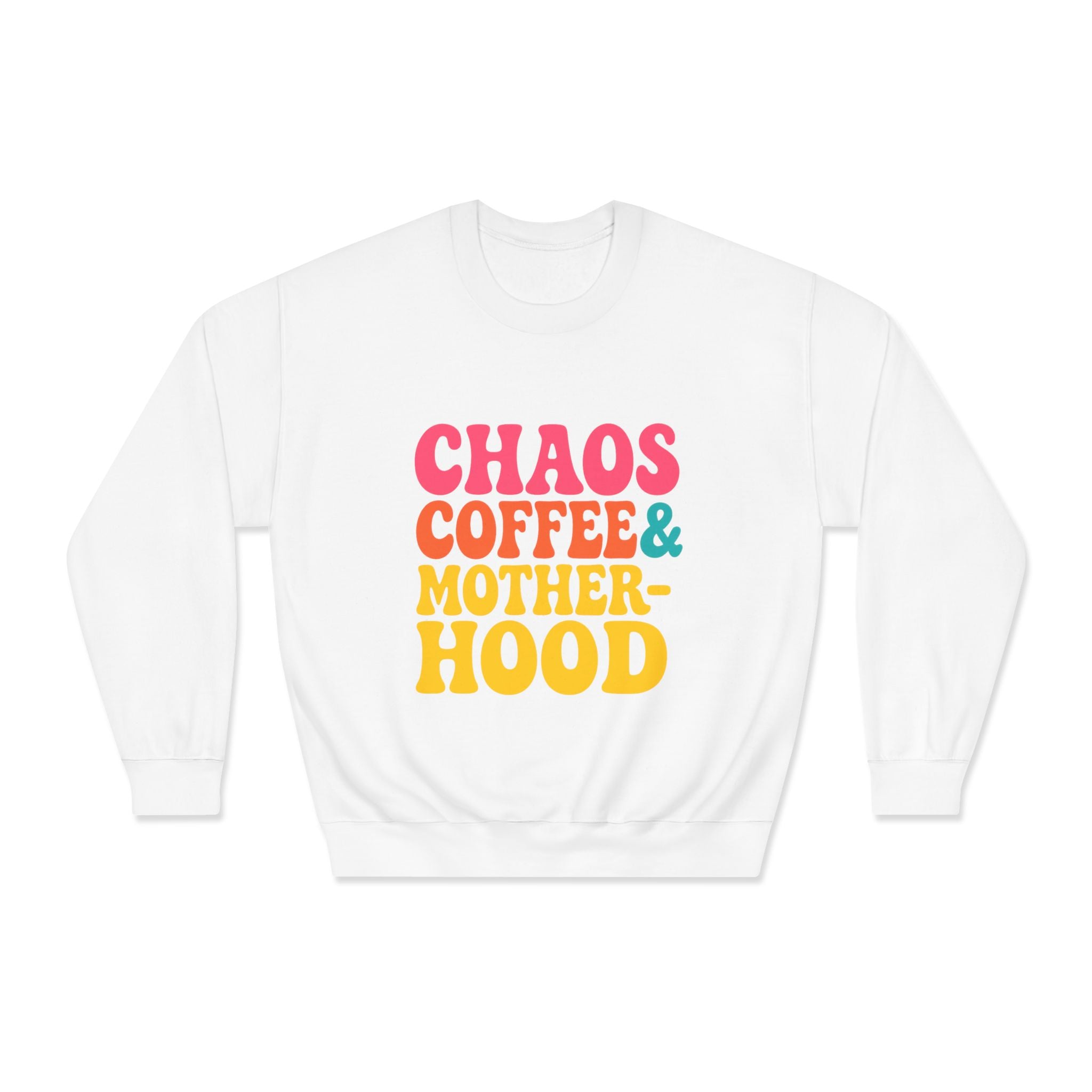 Chaos Coffee & Motherhood Sweatshirt | Retro Color Block Mom Tee