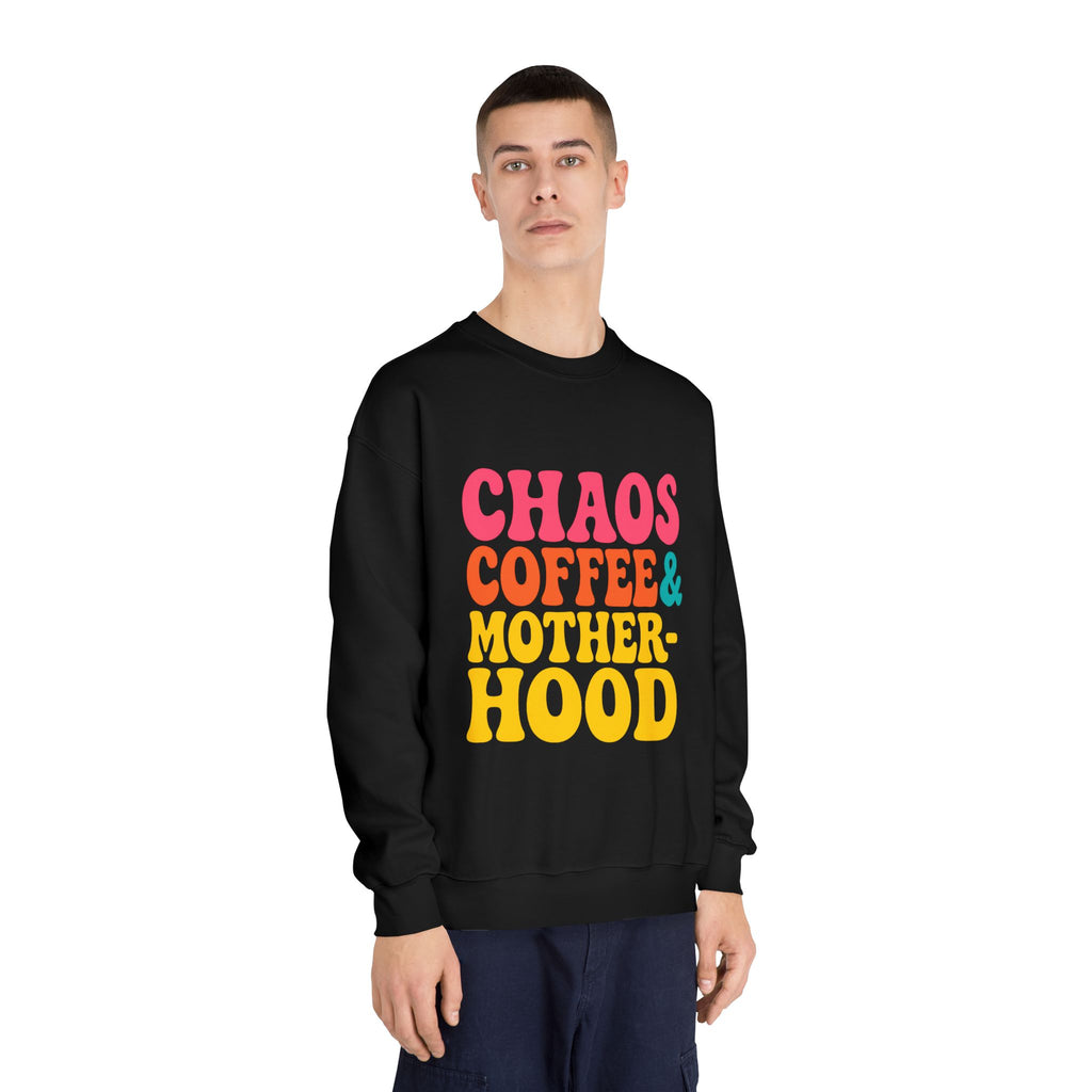 Chaos Coffee & Motherhood Sweatshirt | Retro Color Block Mom Tee
