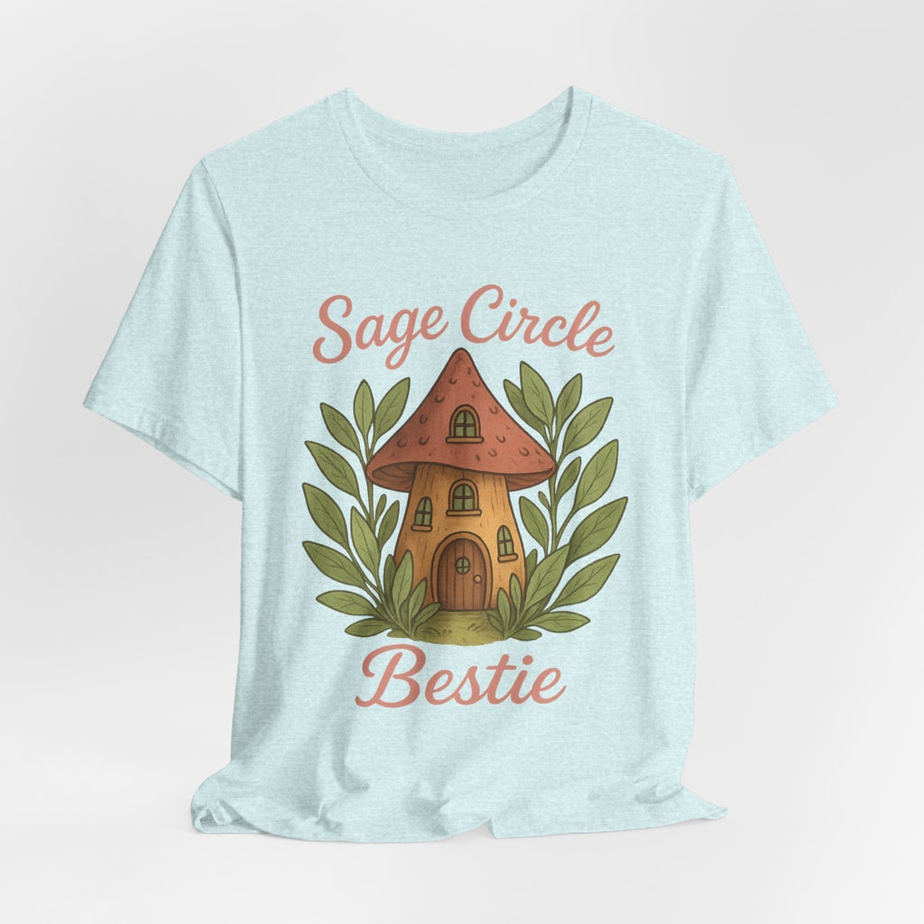 Sage Circle Bestie T-Shirt | Mushroom Cottage Illustration