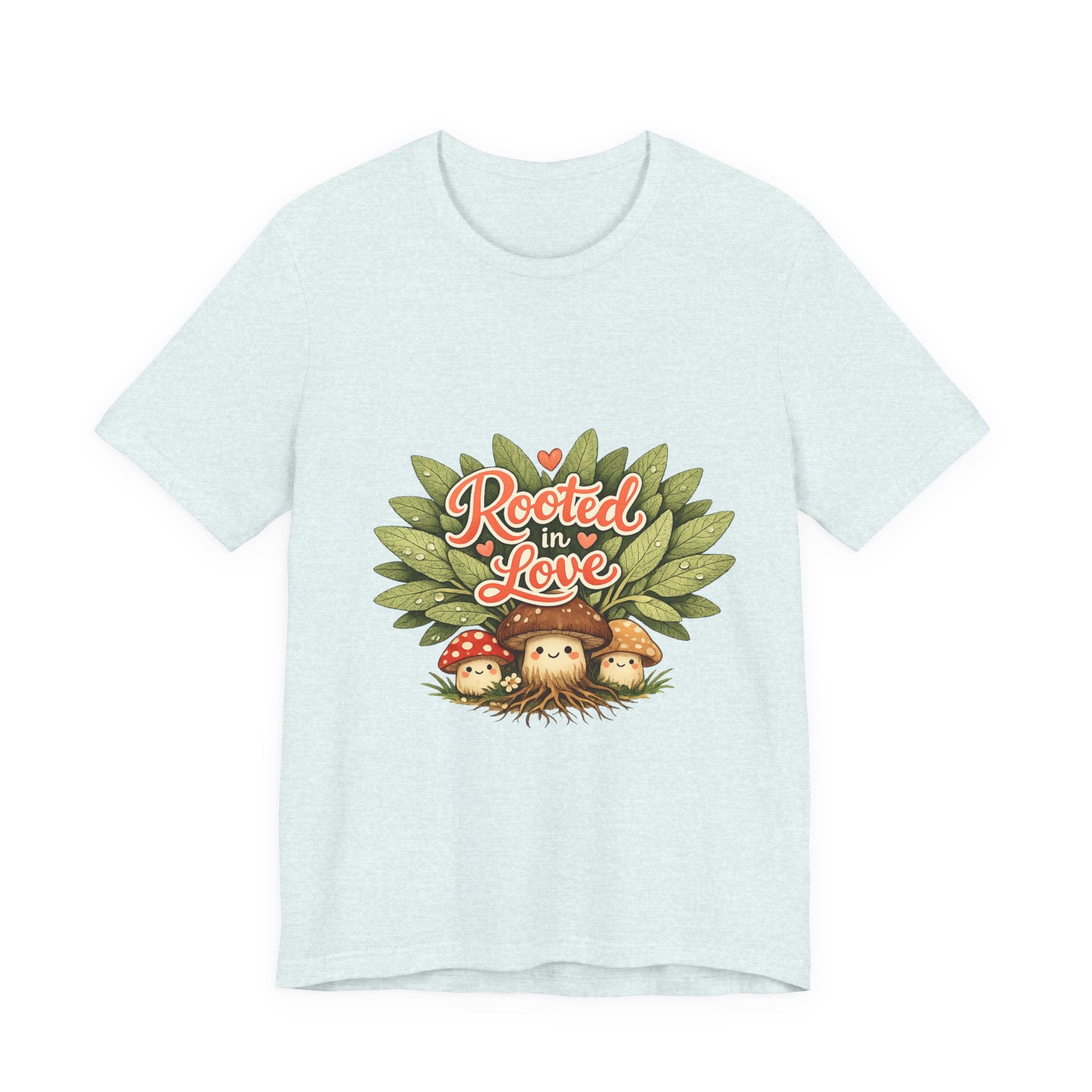 Rooted in Love mushroom family T-Shirt | Nature woodland graphic tee