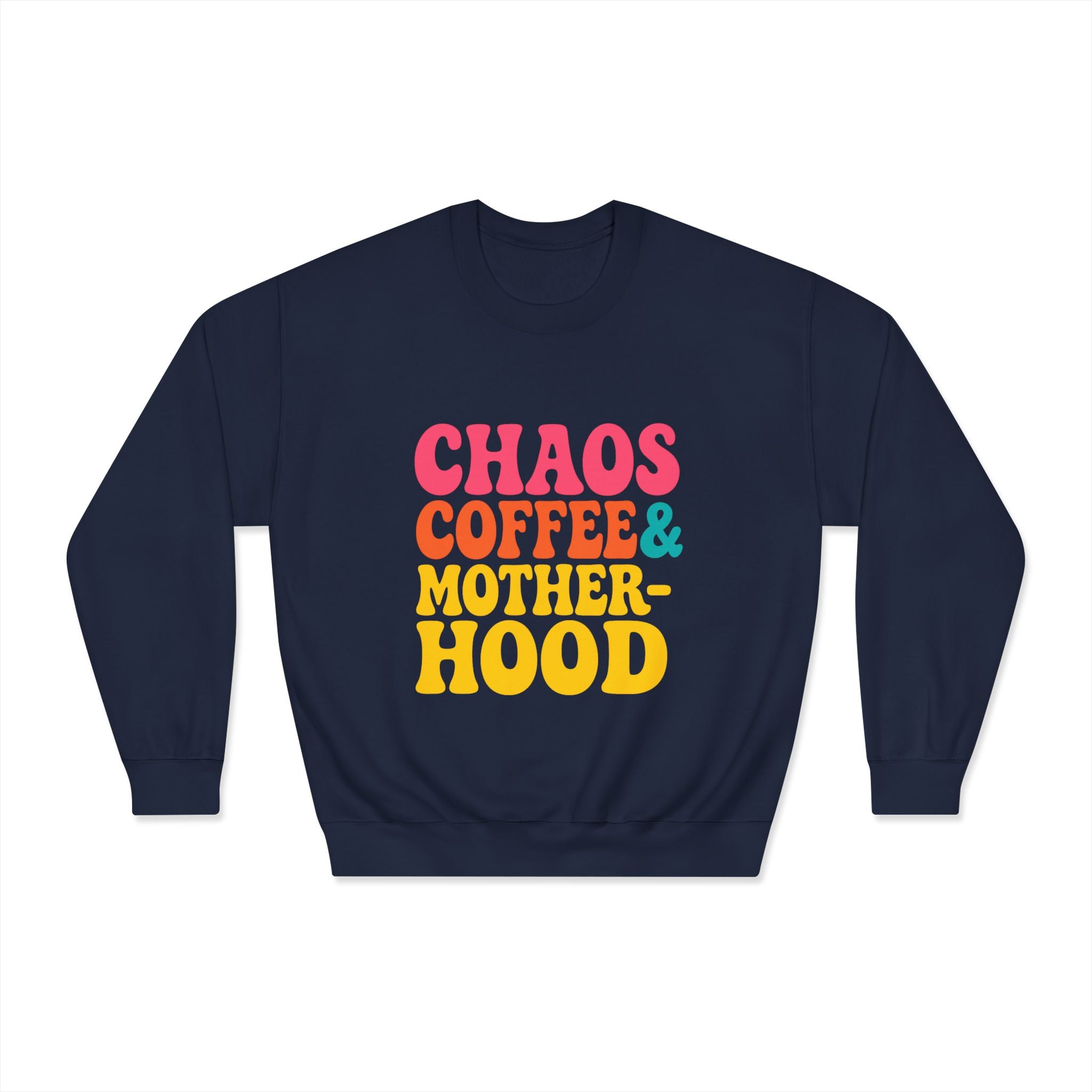 Chaos Coffee & Motherhood Sweatshirt | Retro Color Block Mom Tee