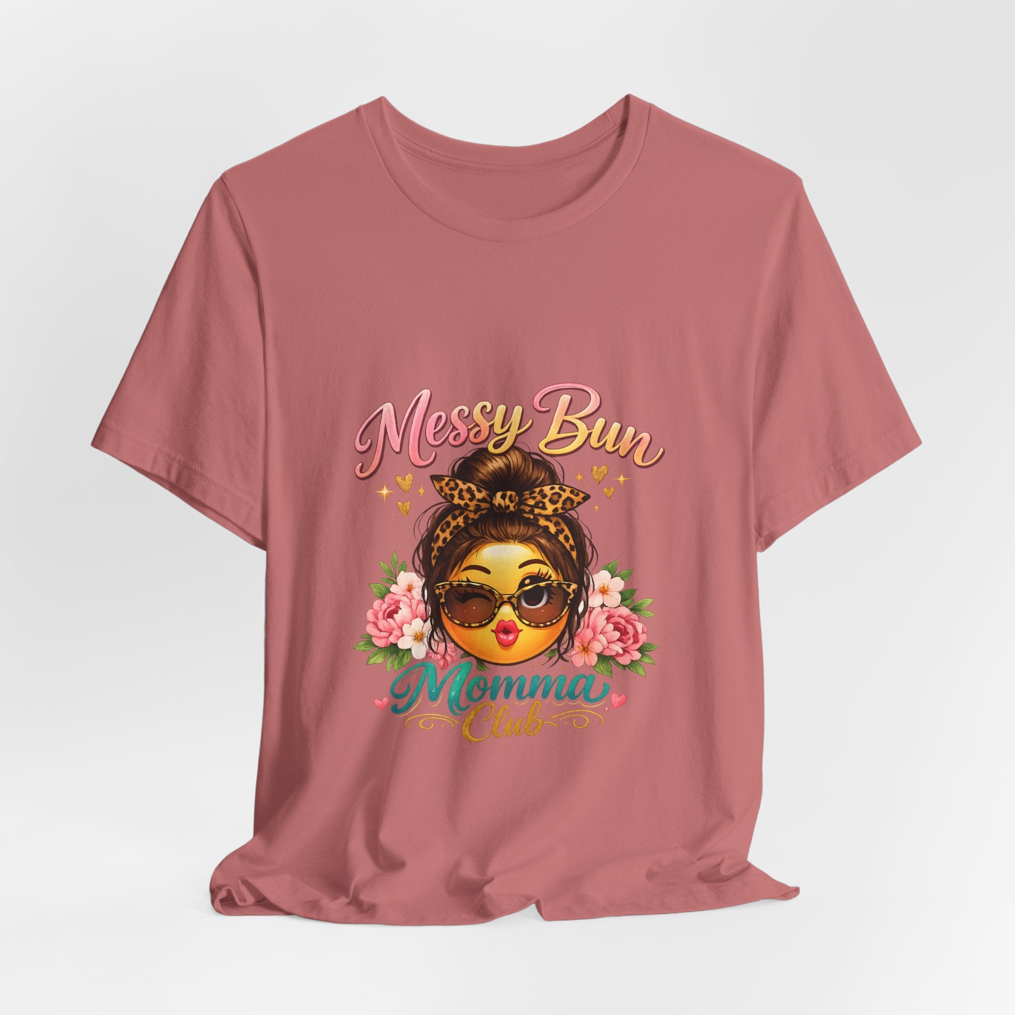 Messy Bun Momma Club Tee | Mom Graphic Shirt, Floral Bun Girl Design