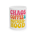 Chaos Coffee & Motherhood Mug | Colorful Retro Typography Ceramic Mug