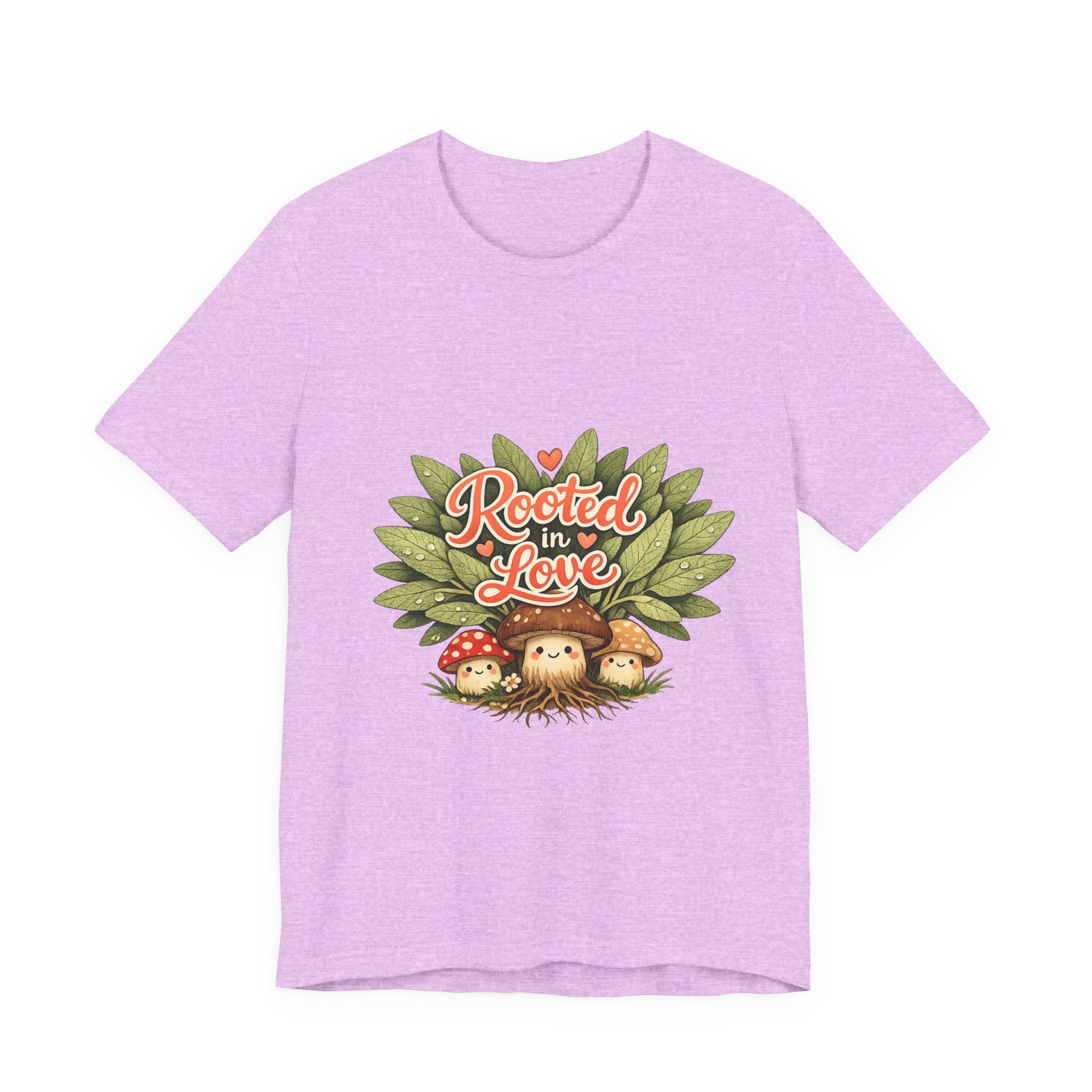 Rooted in Love mushroom family T-Shirt | Nature woodland graphic tee