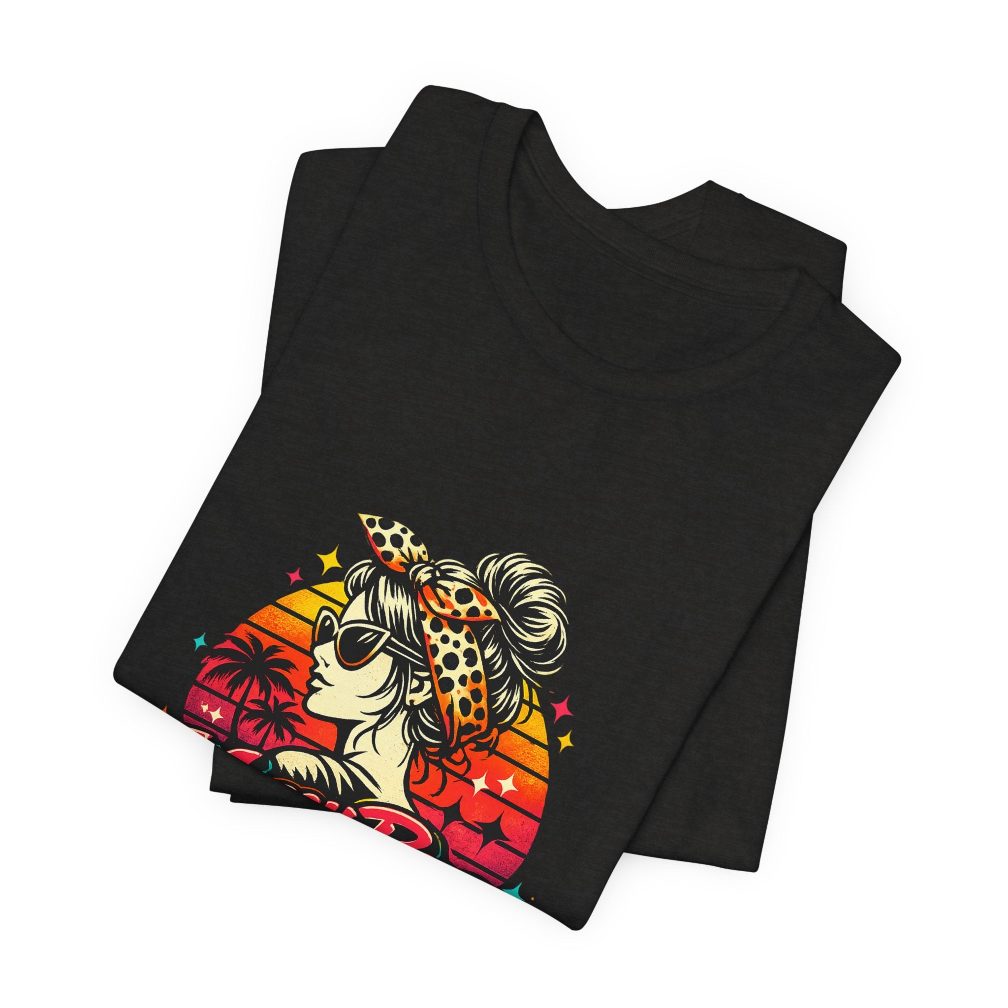 Messy Bun Momma Club Tee | Retro Sunset Mom Hair Graphic