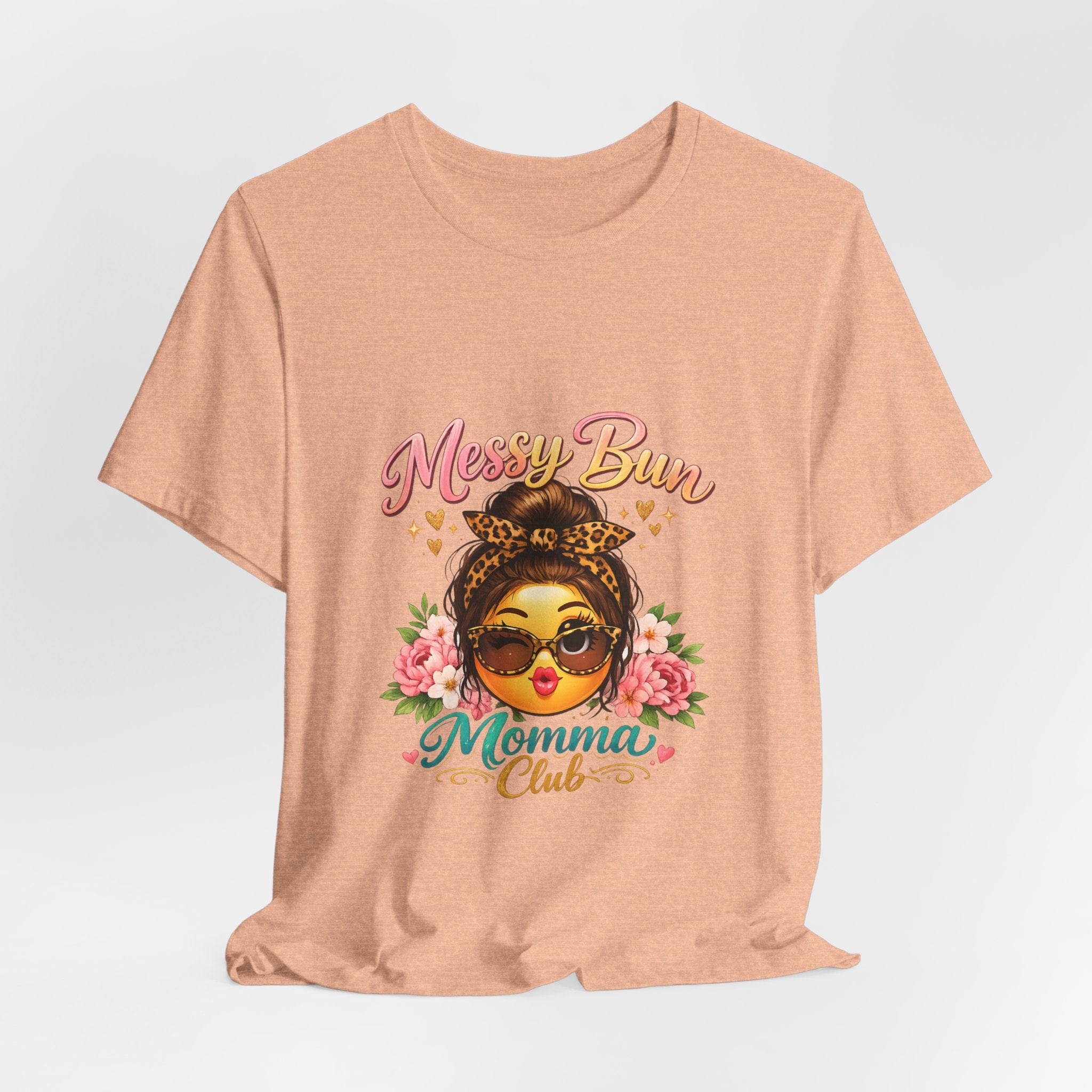 Messy Bun Momma Club Tee | Mom Graphic Shirt, Floral Bun Girl Design