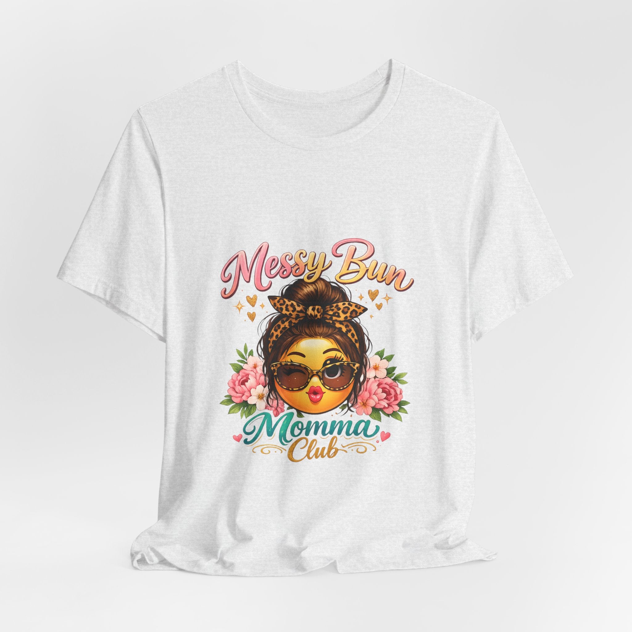 Messy Bun Momma Club Tee | Mom Graphic Shirt, Floral Bun Girl Design