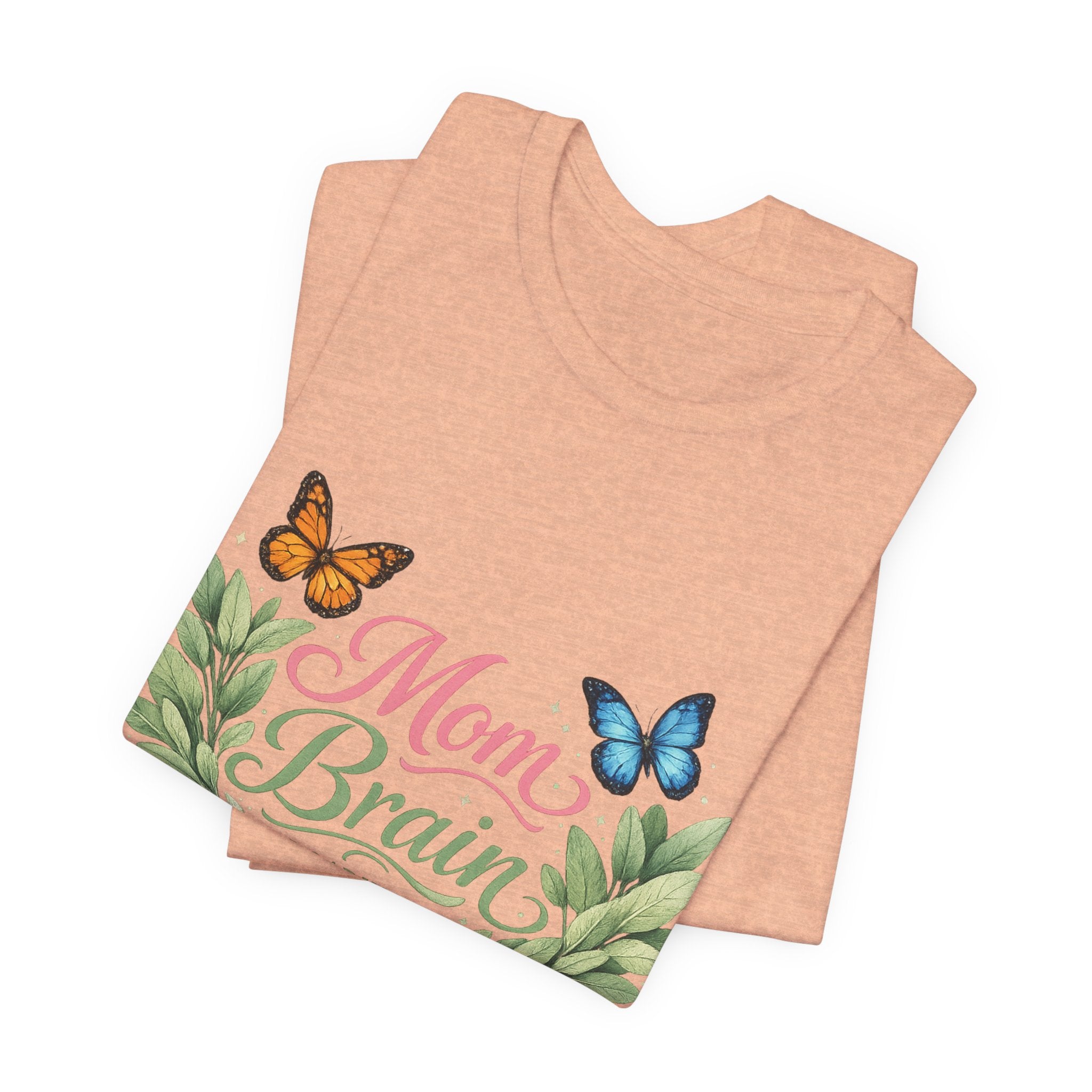 Mom Brain Loading T-Shirt | Floral wreath, butterflies, pastel script