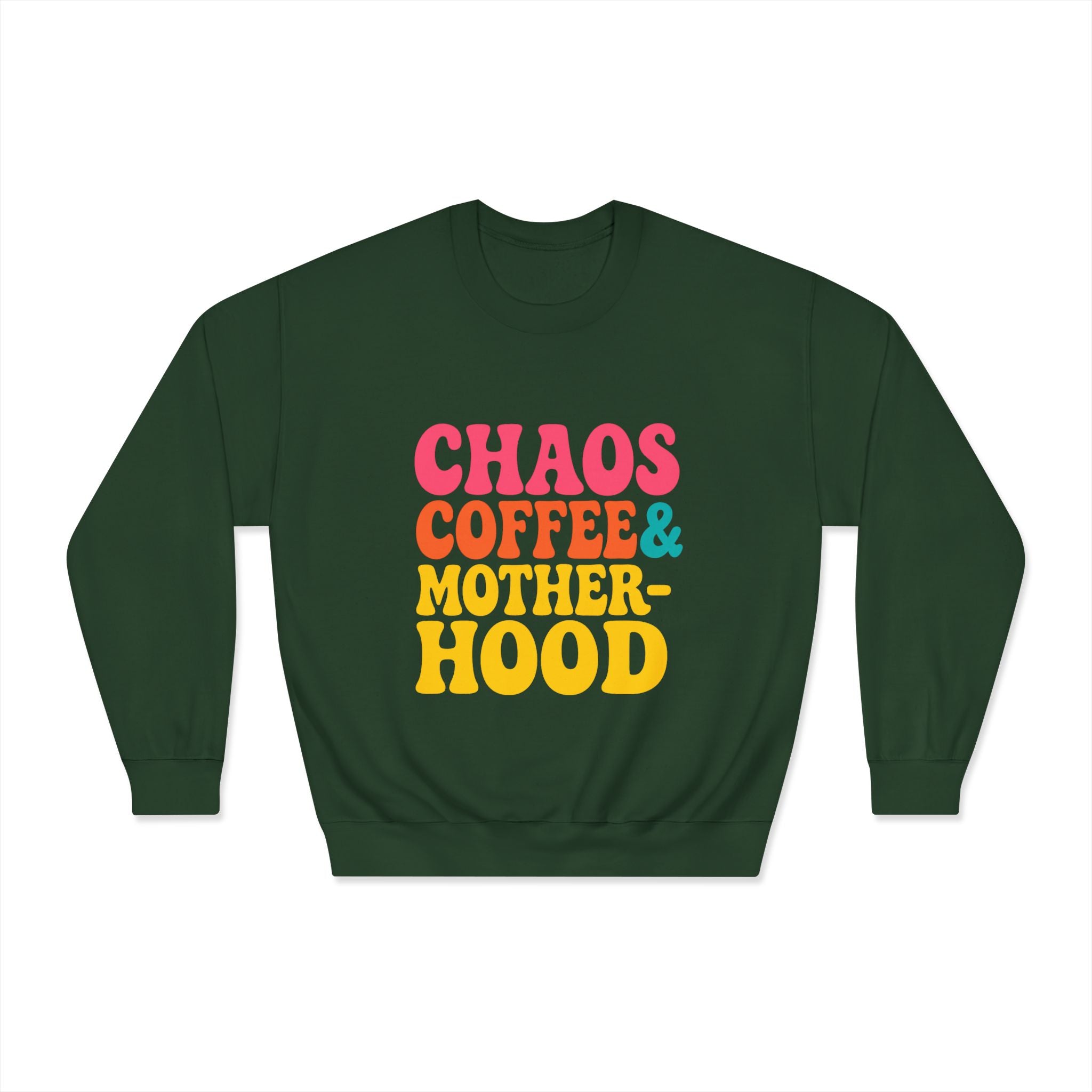 Chaos Coffee & Motherhood Sweatshirt | Retro Color Block Mom Tee