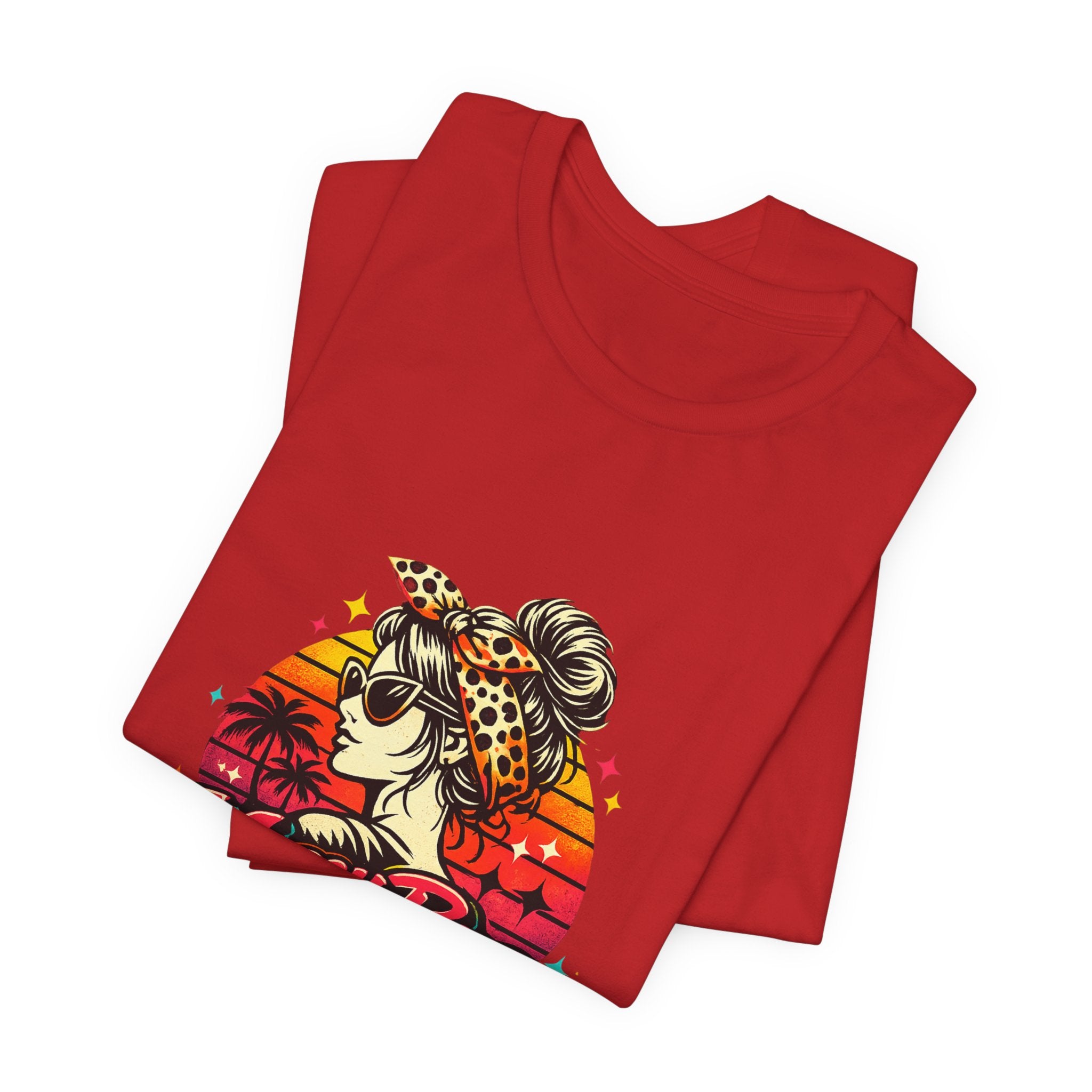 Messy Bun Momma Club Tee | Retro Sunset Mom Hair Graphic