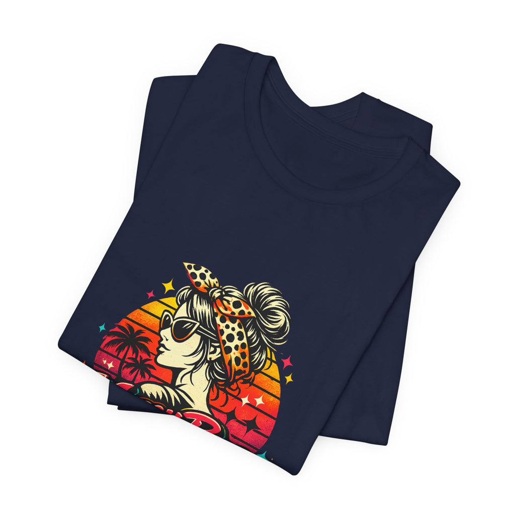 Messy Bun Momma Club Tee | Retro Sunset Mom Hair Graphic