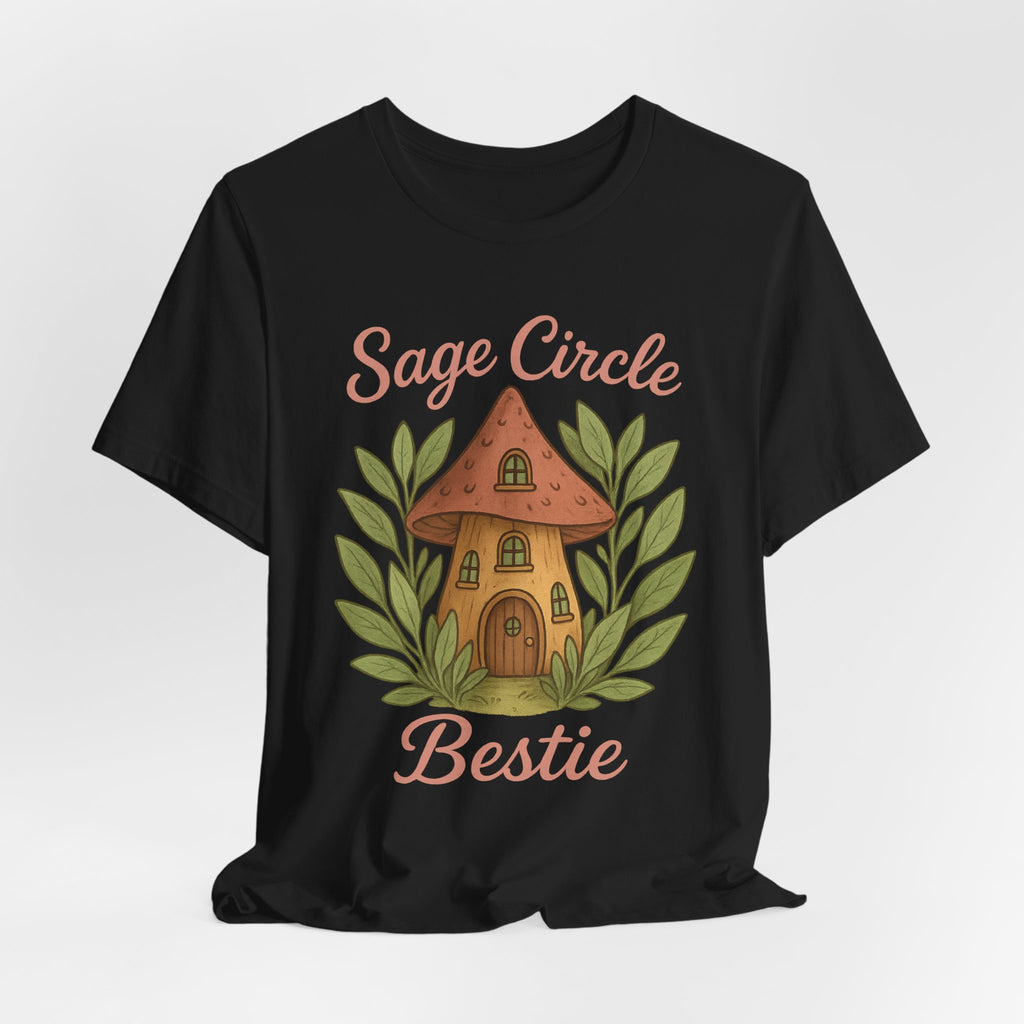 Sage Circle Bestie T-Shirt | Mushroom Cottage Illustration
