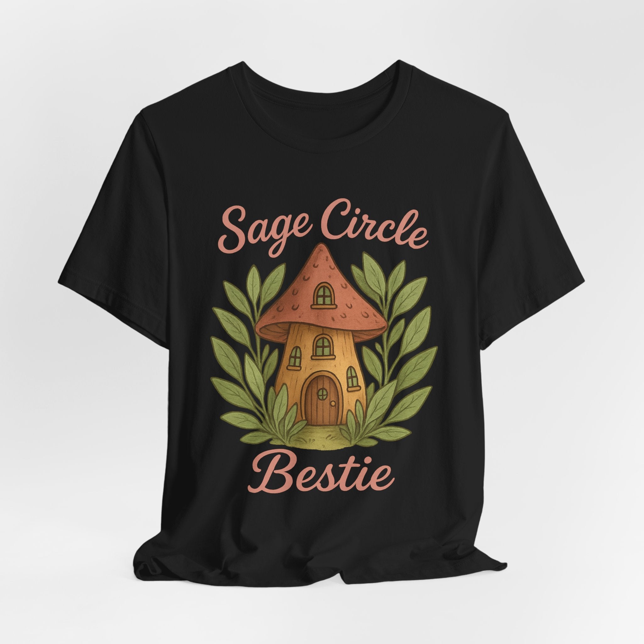 Sage Circle Bestie T-Shirt | Mushroom Cottage Illustration