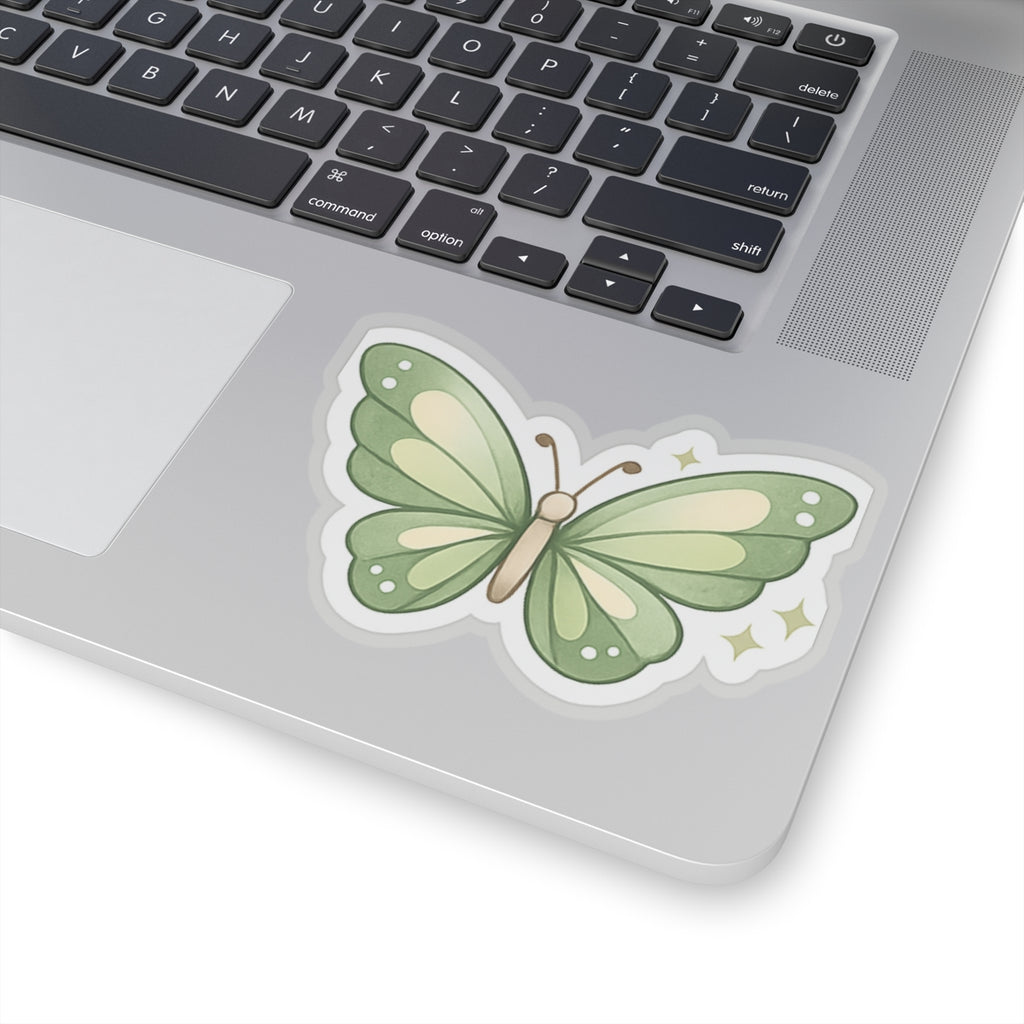 Green Butterfly Sticker | Floral Nature Vinyl Decal
