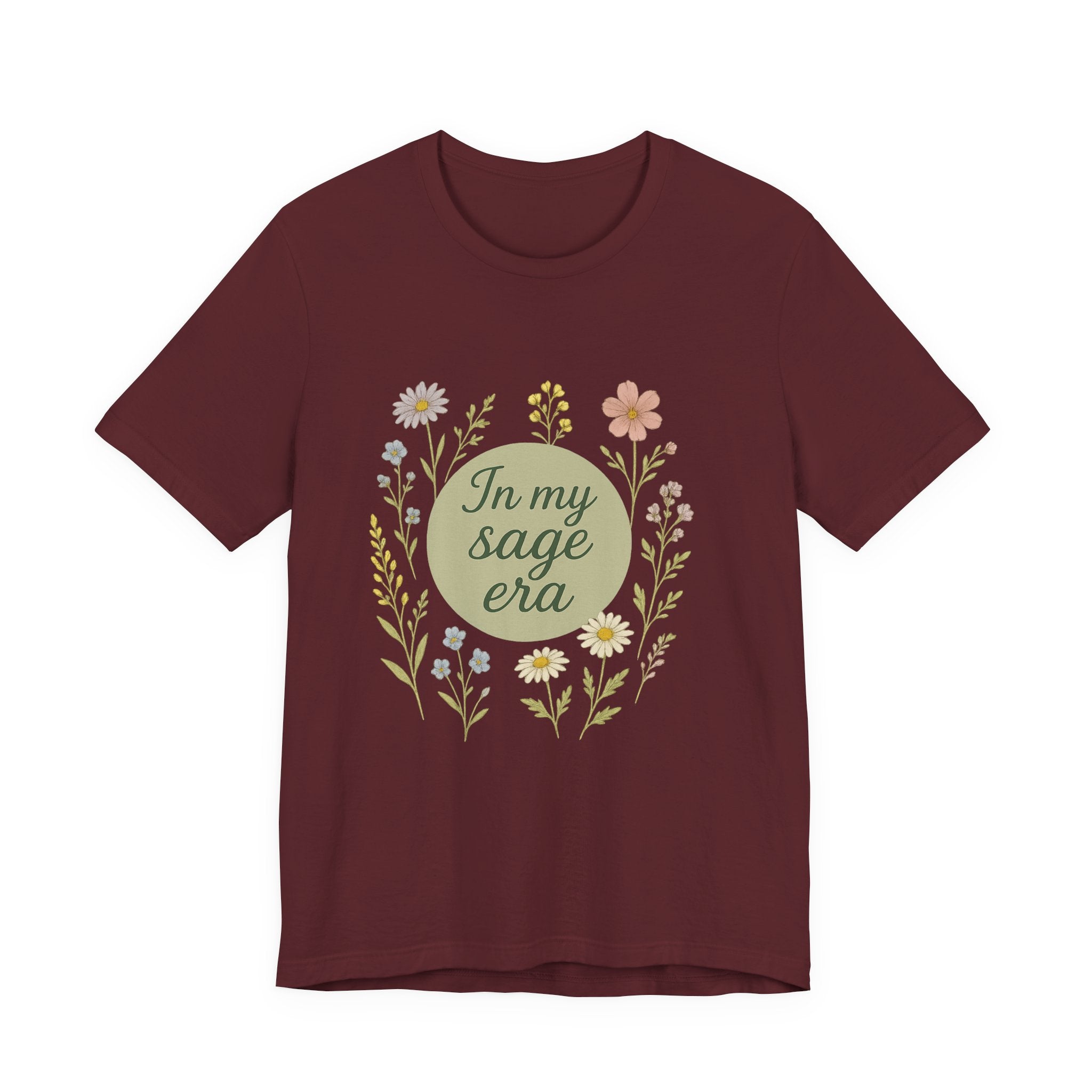 In My Sage Era tee | Floral wreath graphic shirt, botanical typography