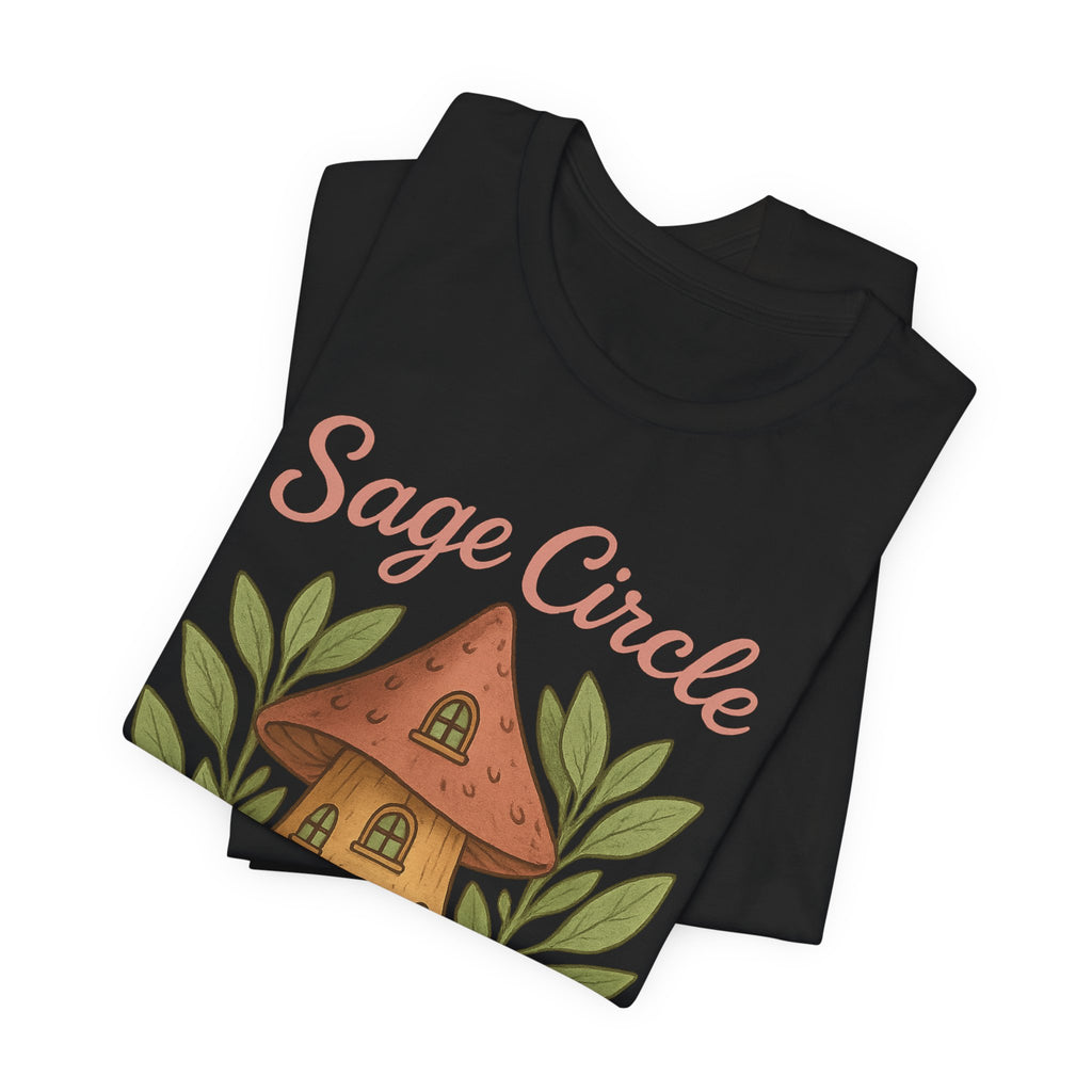 Sage Circle Bestie T-Shirt | Mushroom Cottage Illustration