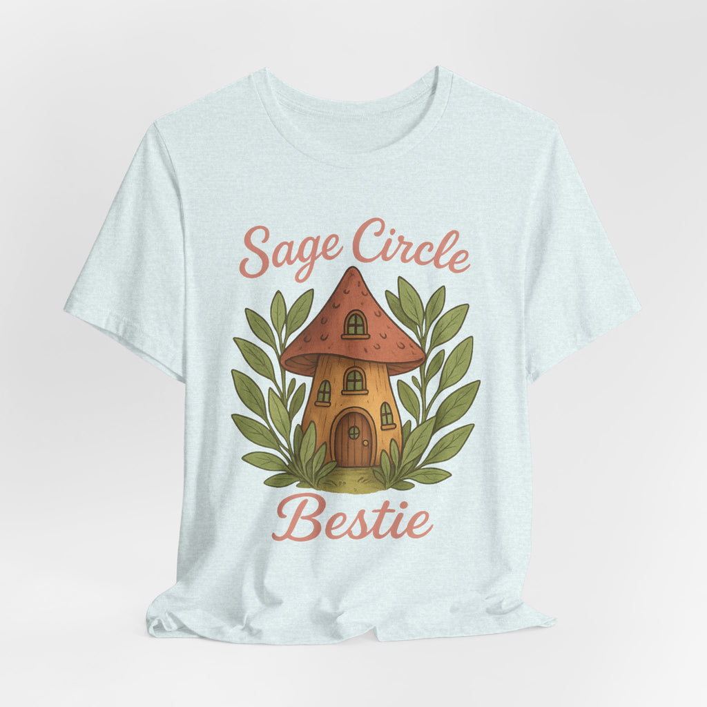 Sage Circle Bestie T-Shirt | Mushroom Cottage Illustration