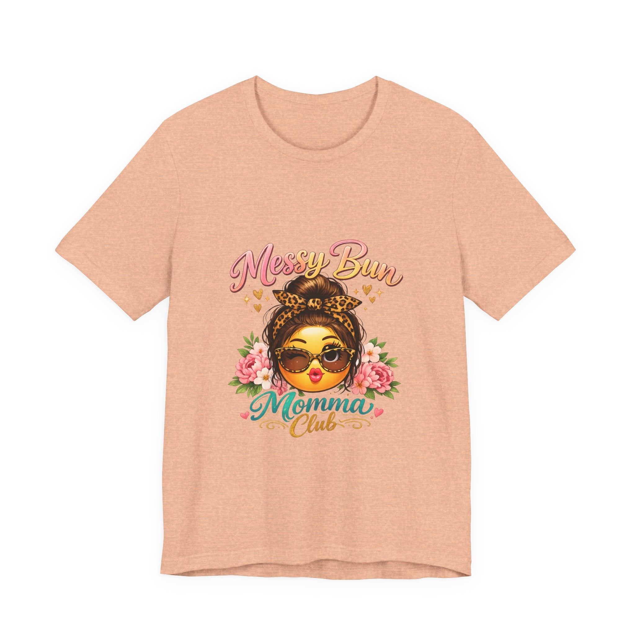 Messy Bun Momma Club Tee | Mom Graphic Shirt, Floral Bun Girl Design