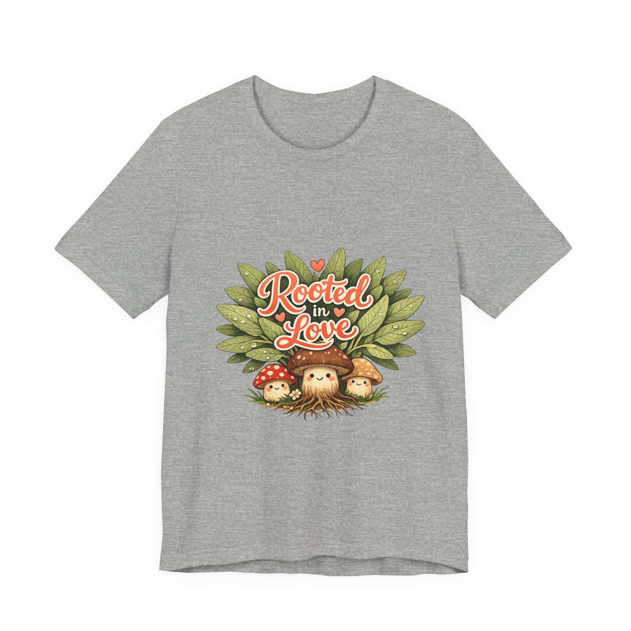 Rooted in Love mushroom family T-Shirt | Nature woodland graphic tee