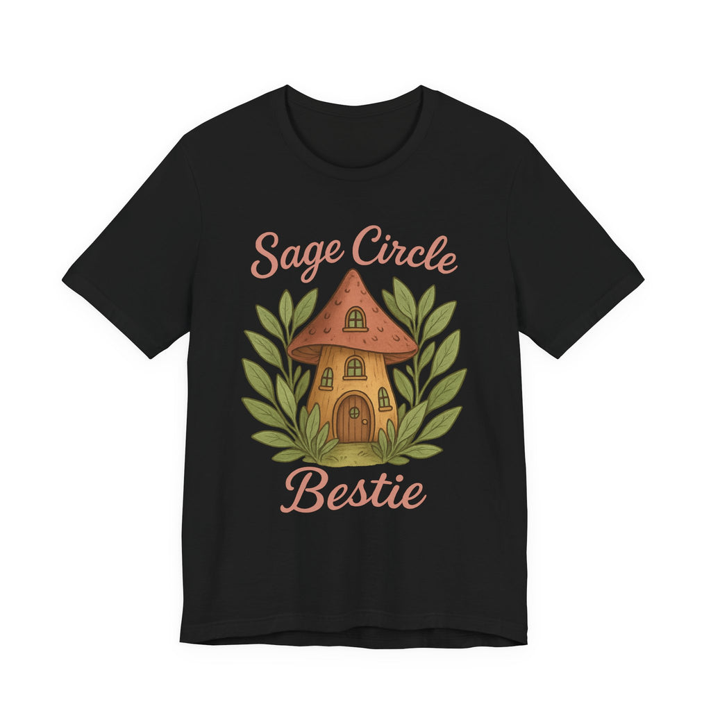 Sage Circle Bestie T-Shirt | Mushroom Cottage Illustration
