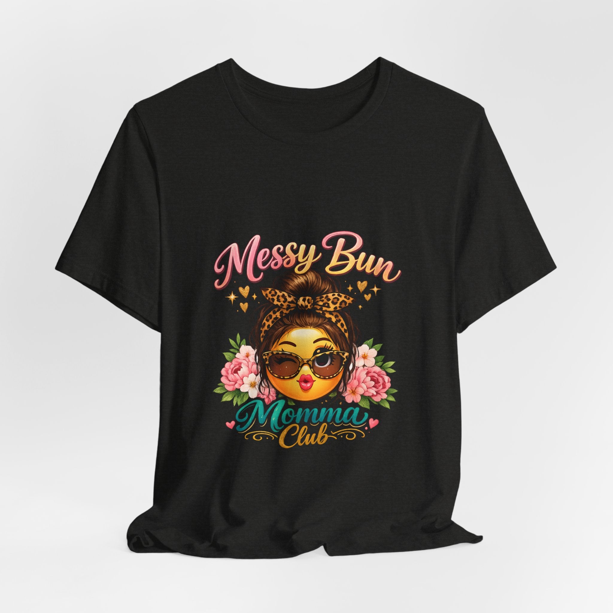 Messy Bun Momma Club Tee | Mom Graphic Shirt, Floral Bun Girl Design