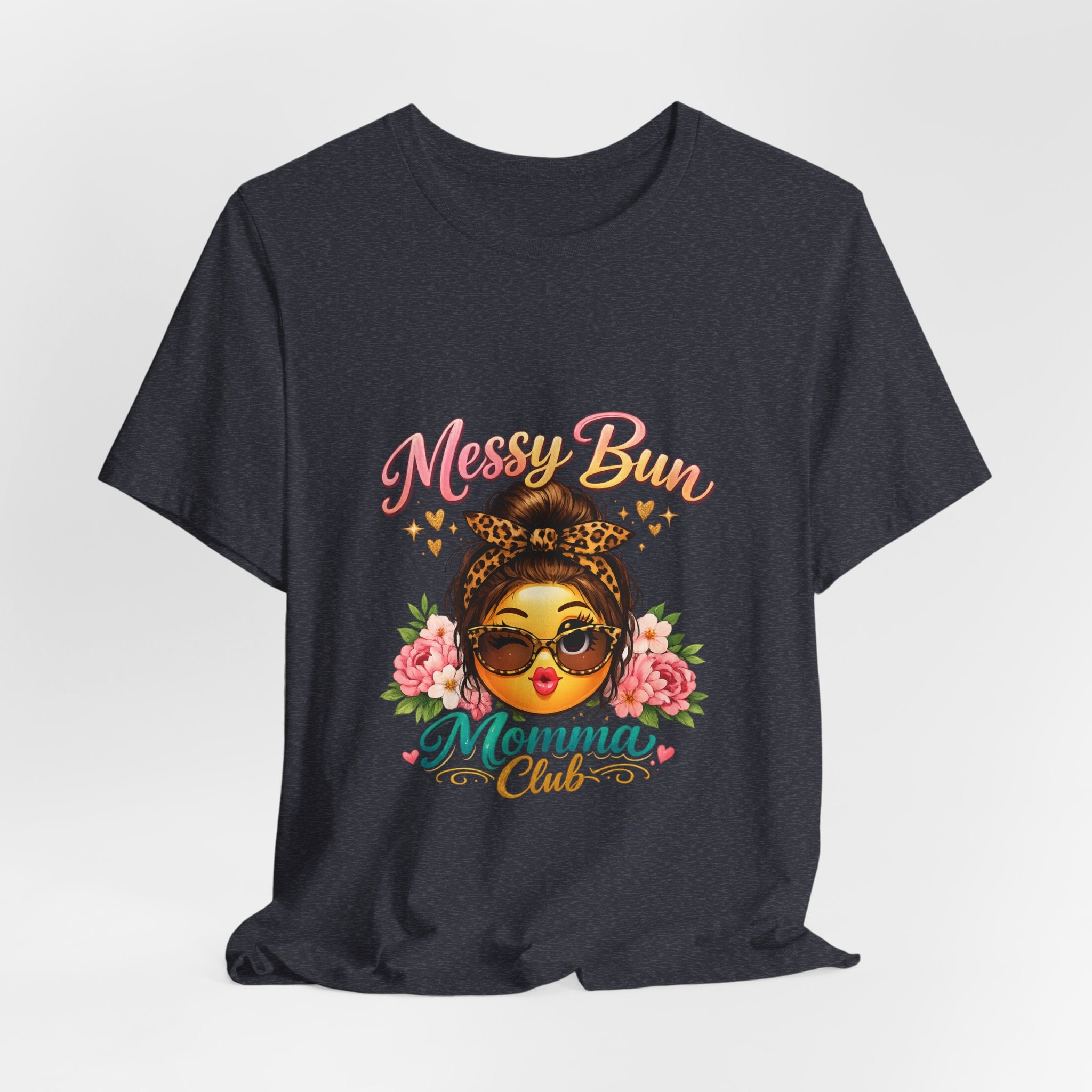 Messy Bun Momma Club Tee | Mom Graphic Shirt, Floral Bun Girl Design
