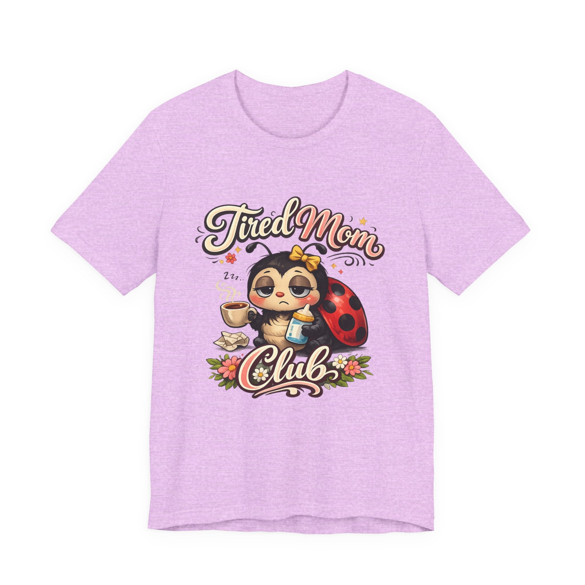 Tired Mom Club T-Shirt | Cute Ladybug Sloth Illustration