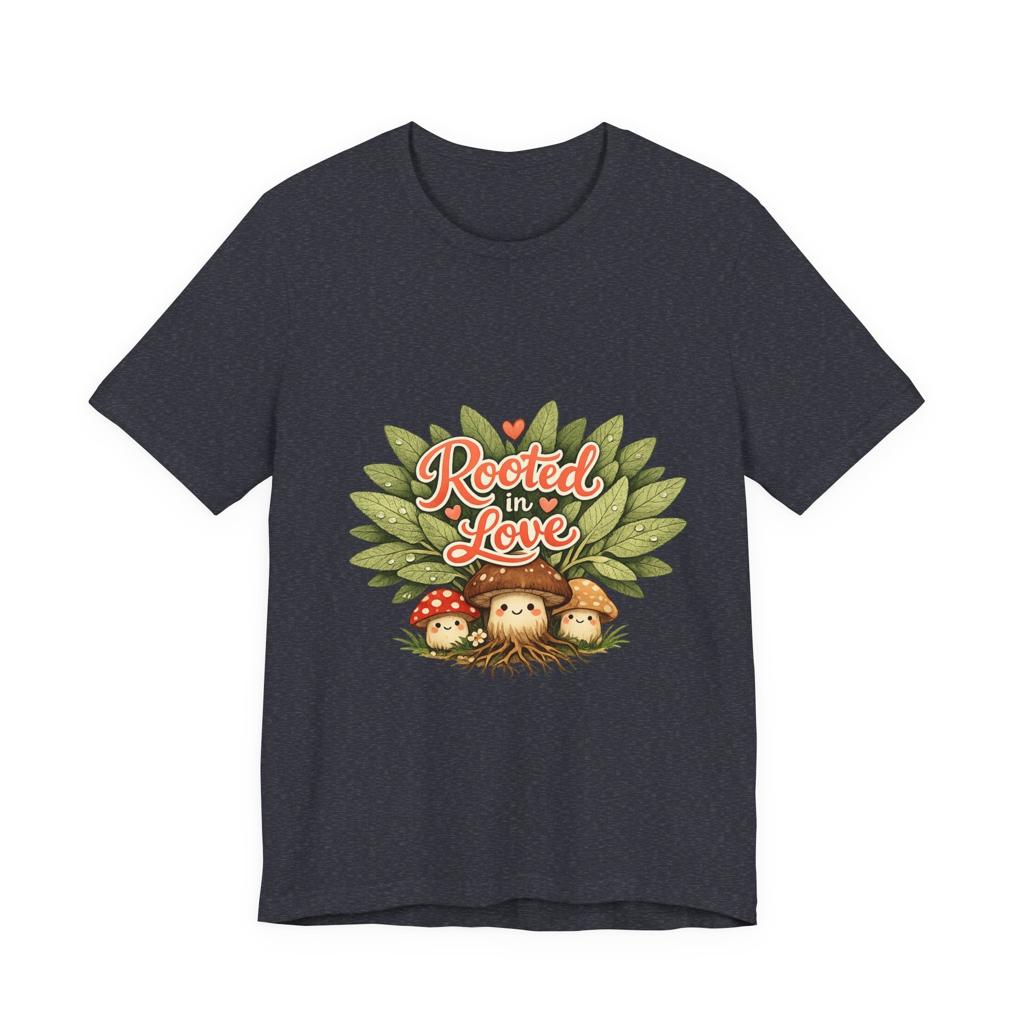 Rooted in Love mushroom family T-Shirt | Nature woodland graphic tee