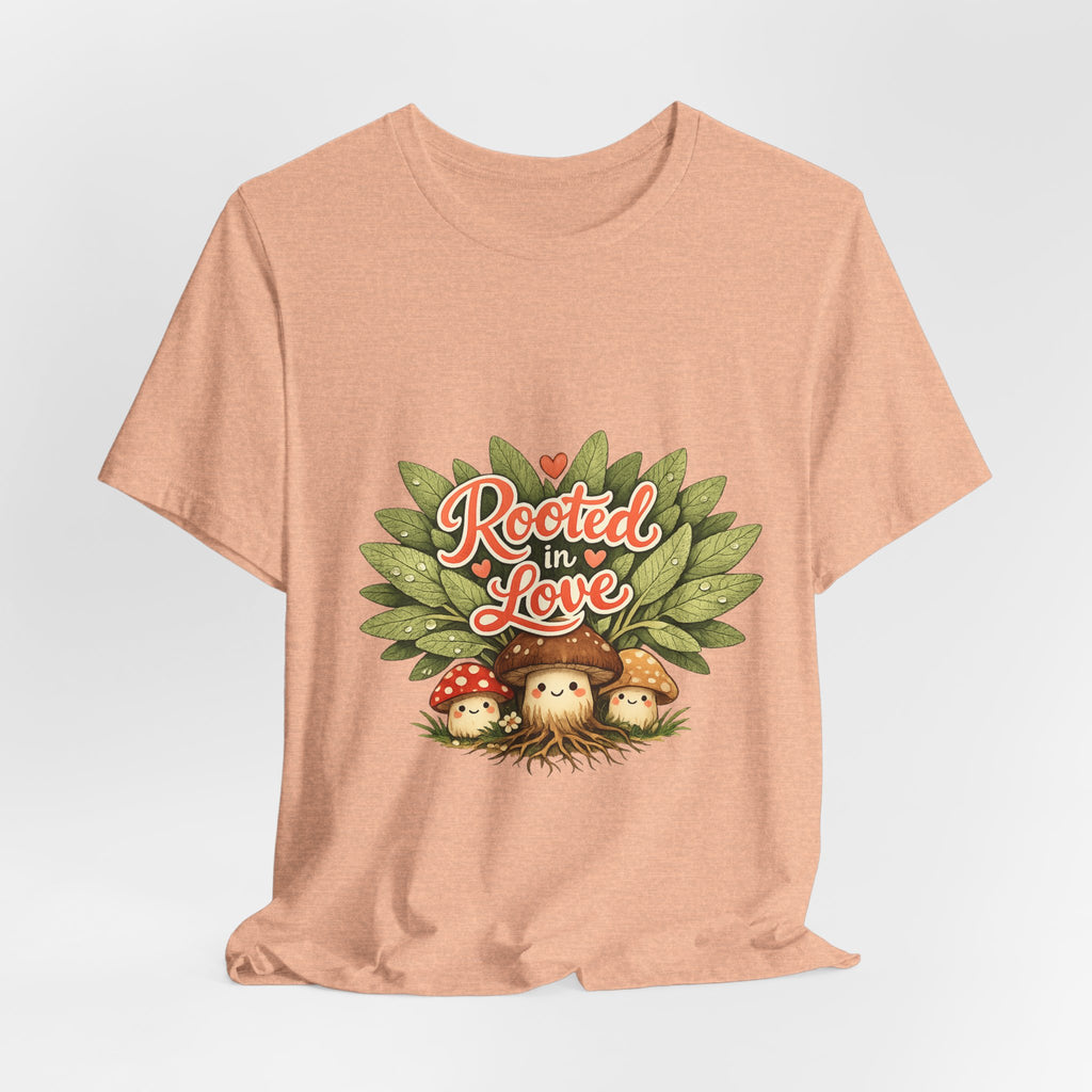 Rooted in Love mushroom family T-Shirt | Nature woodland graphic tee
