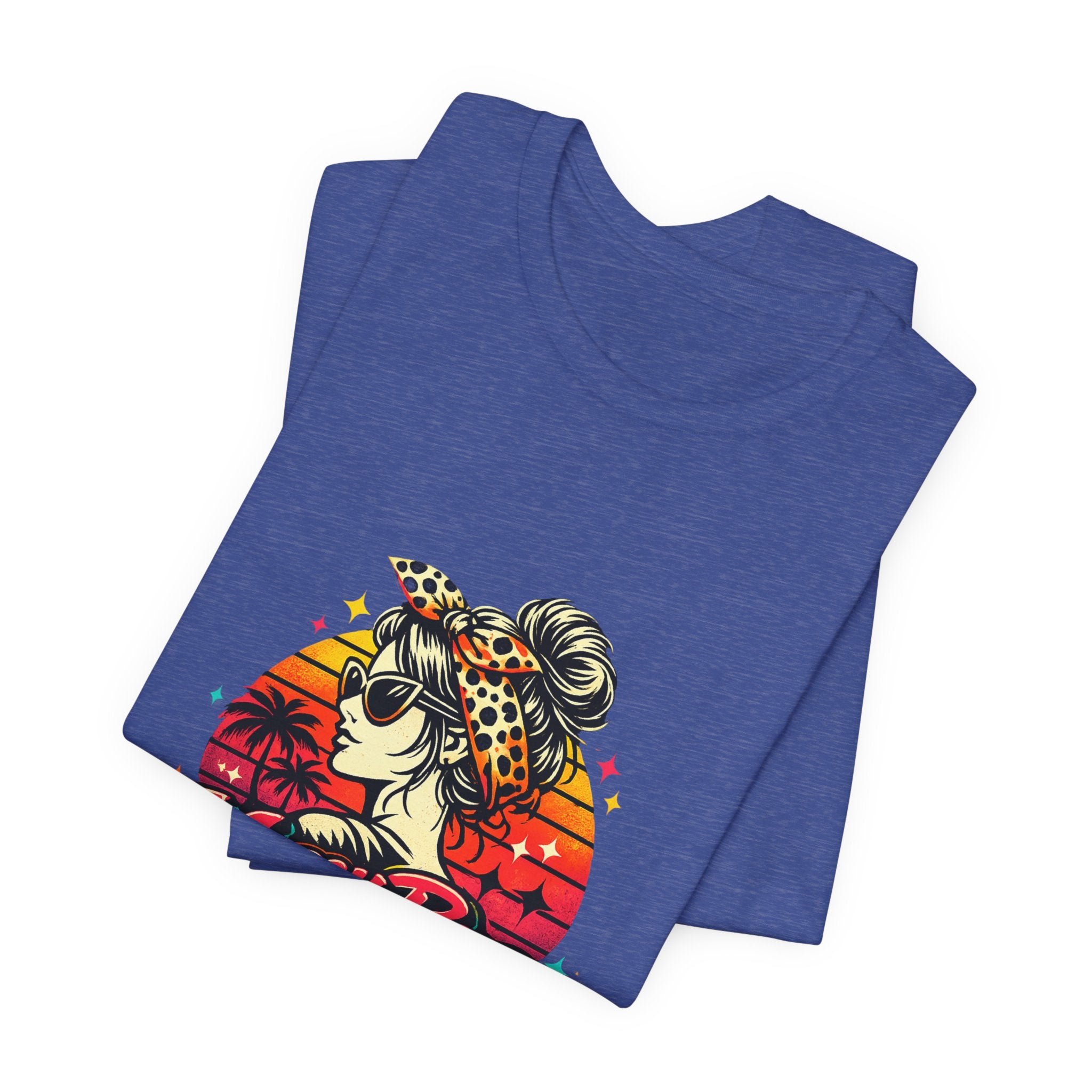 Messy Bun Momma Club Tee | Retro Sunset Mom Hair Graphic
