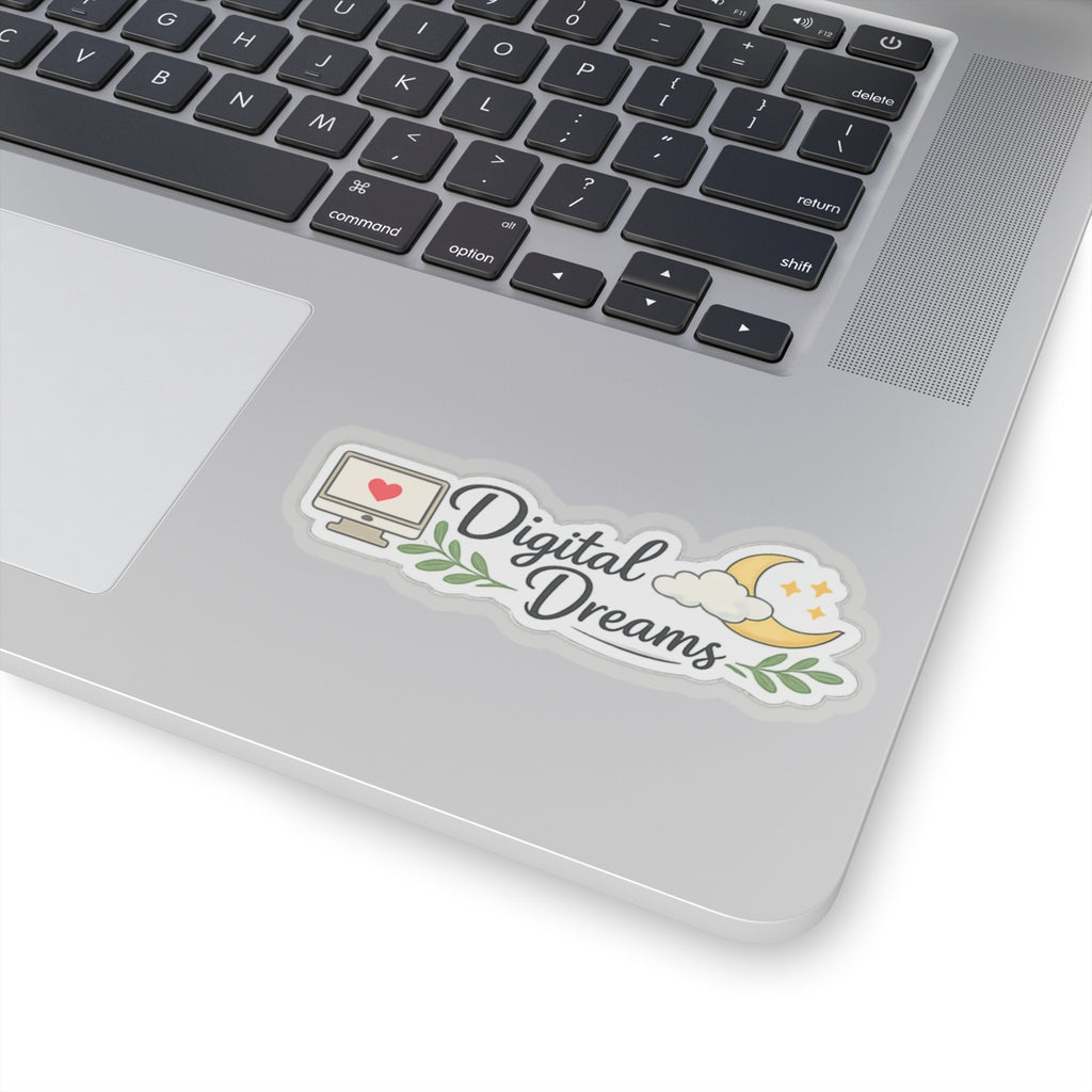 Digital Dreams sticker | Laptop decal, moon and computer illustration