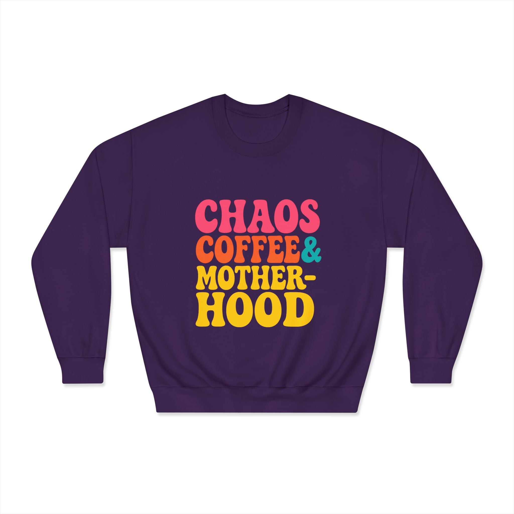 Chaos Coffee & Motherhood Sweatshirt | Retro Color Block Mom Tee