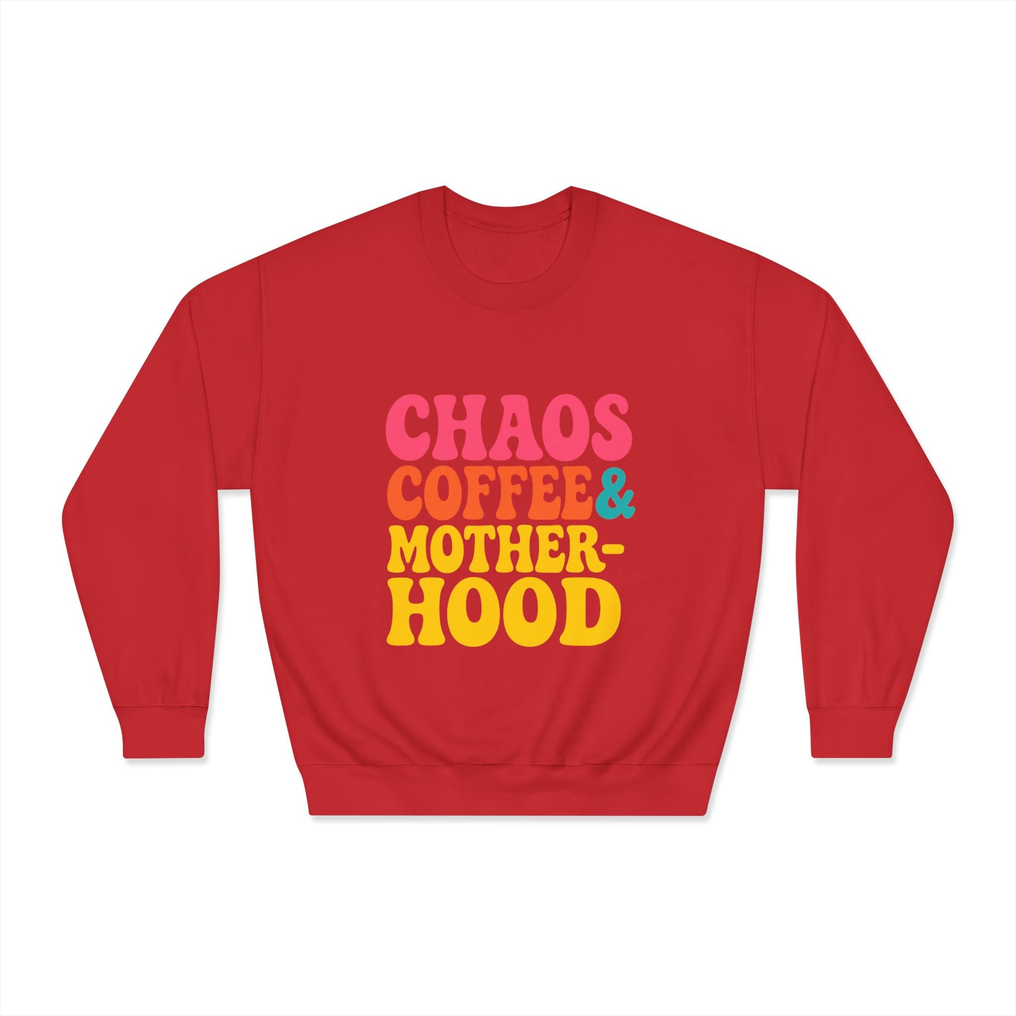 Chaos Coffee & Motherhood Sweatshirt | Retro Color Block Mom Tee