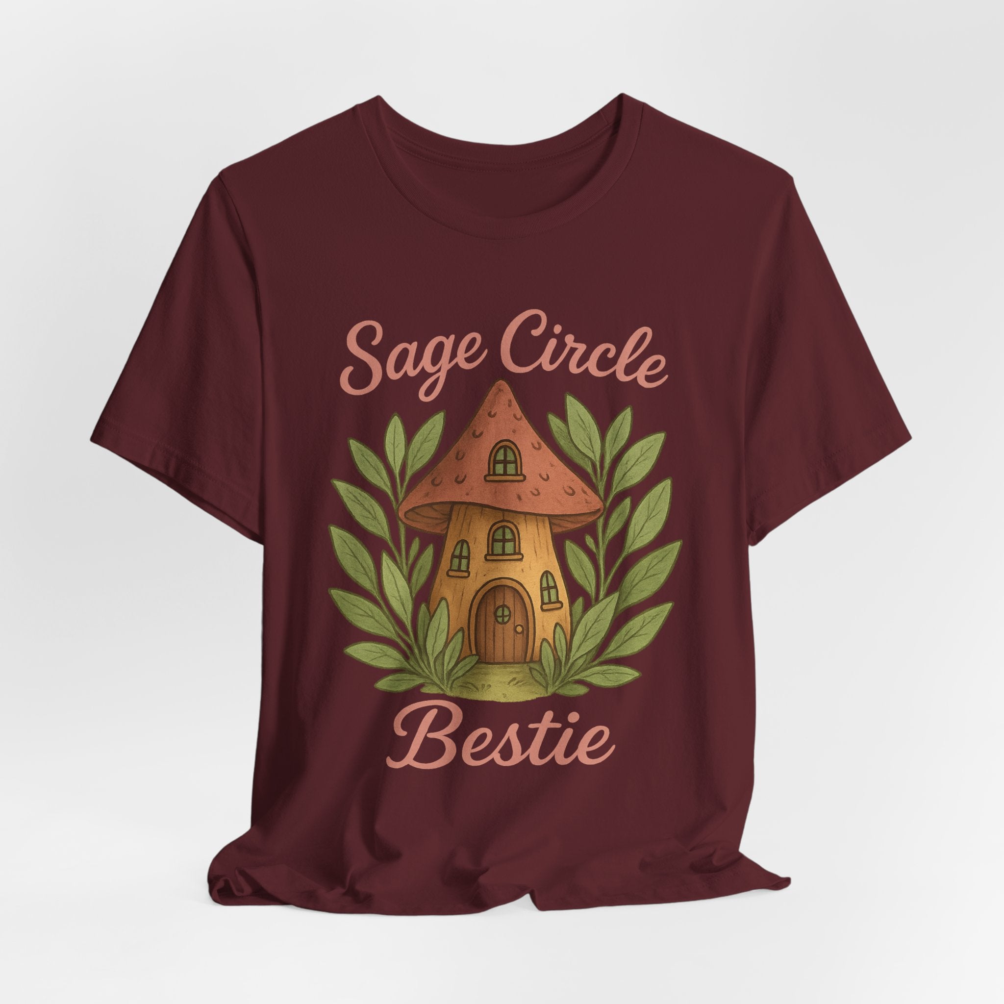 Sage Circle Bestie T-Shirt | Mushroom Cottage Illustration
