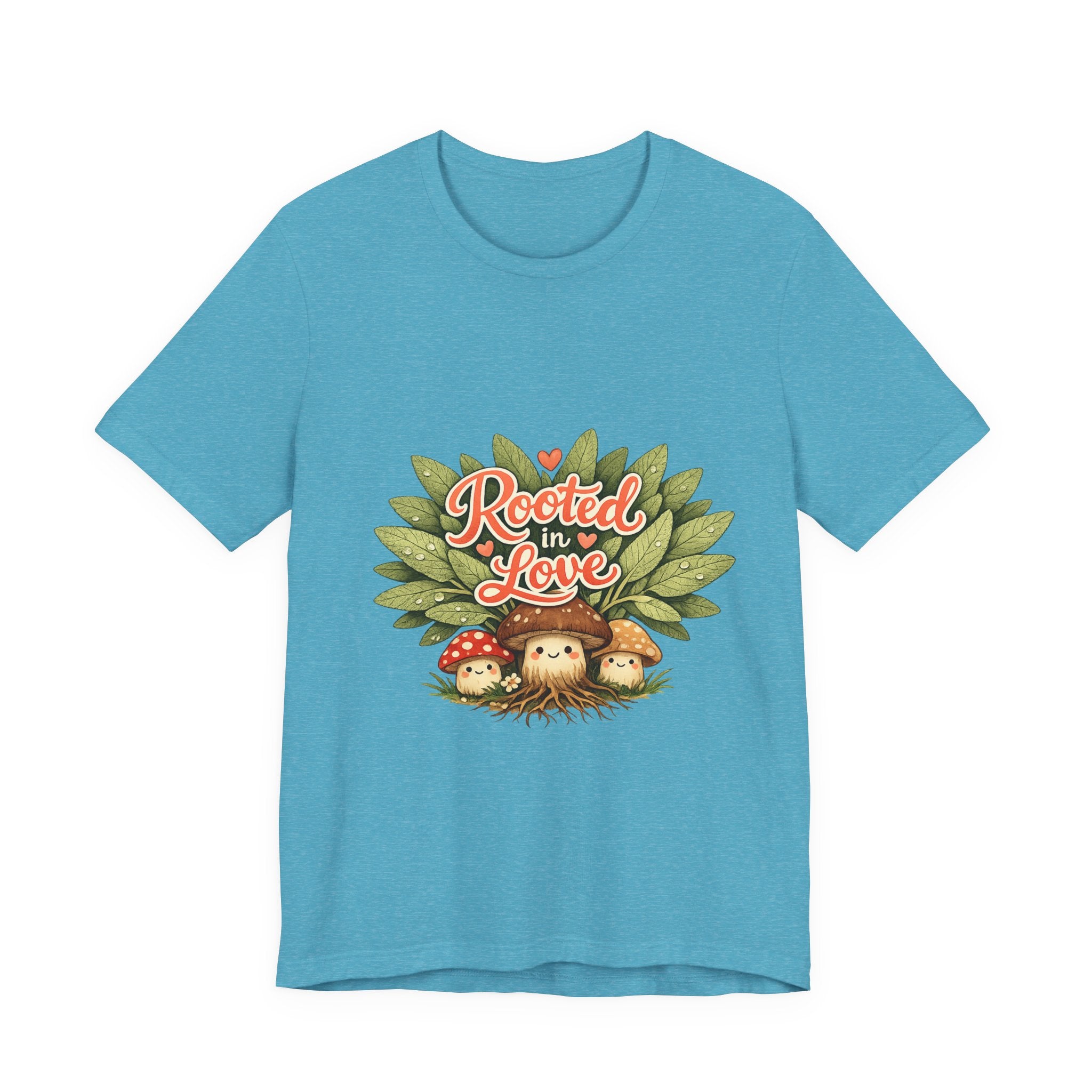 Rooted in Love mushroom family T-Shirt | Nature woodland graphic tee