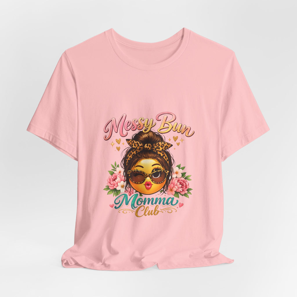 Messy Bun Momma Club Tee | Mom Graphic Shirt, Floral Bun Girl Design