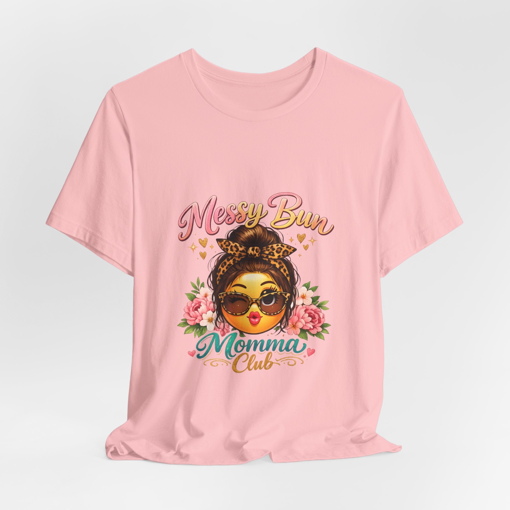 Messy Bun Momma Club Tee | Mom Graphic Shirt, Floral Bun Girl Design