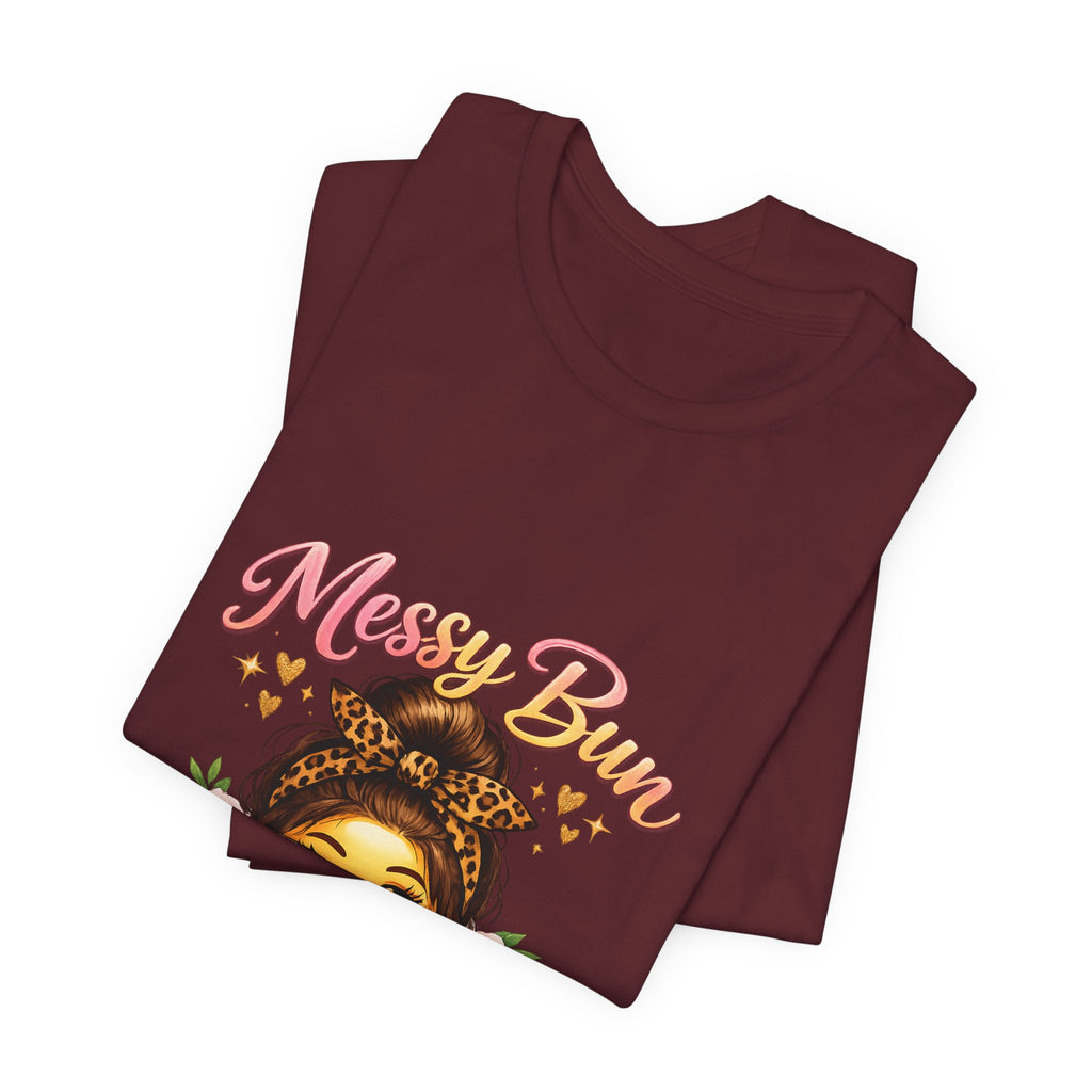 Messy Bun Momma Club Tee | Mom Graphic Shirt, Floral Bun Girl Design