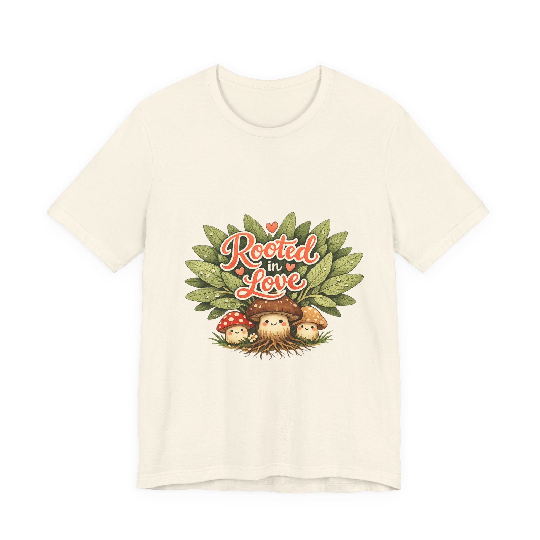 Rooted in Love mushroom family T-Shirt | Nature woodland graphic tee