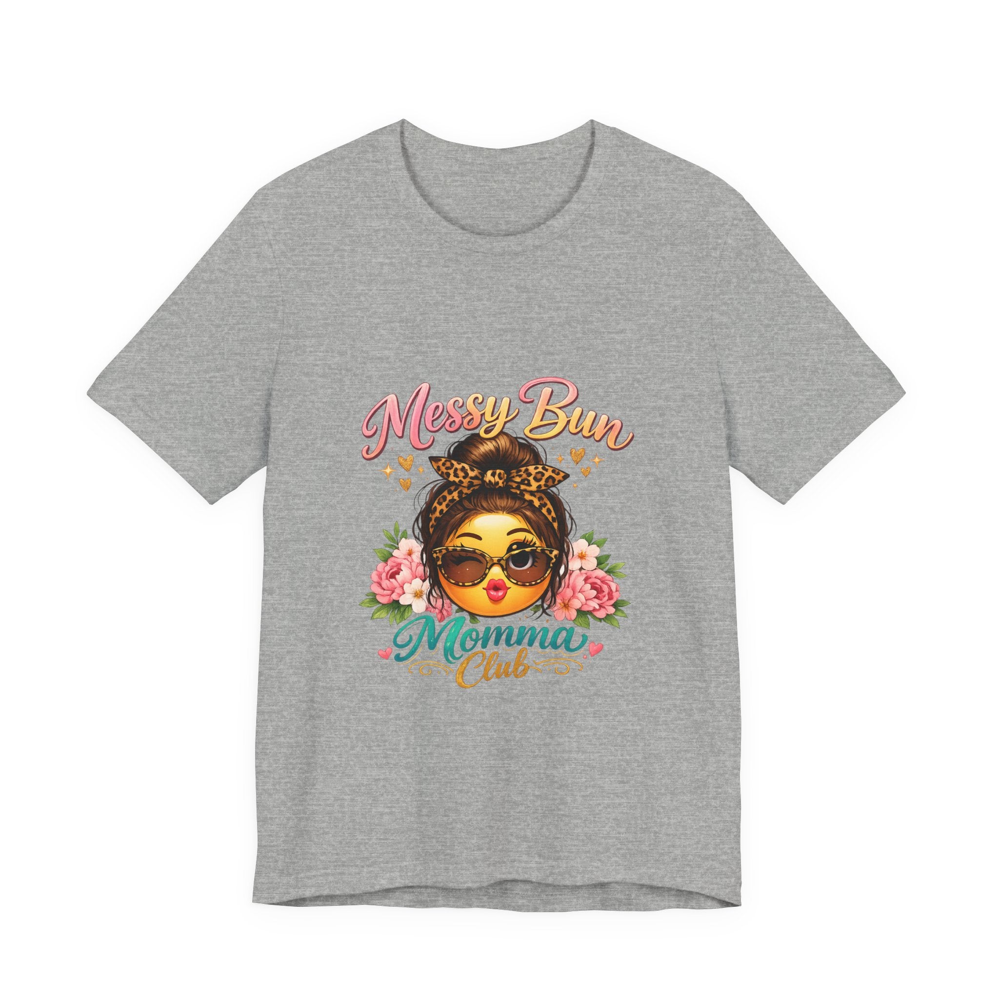 Messy Bun Momma Club Tee | Mom Graphic Shirt, Floral Bun Girl Design
