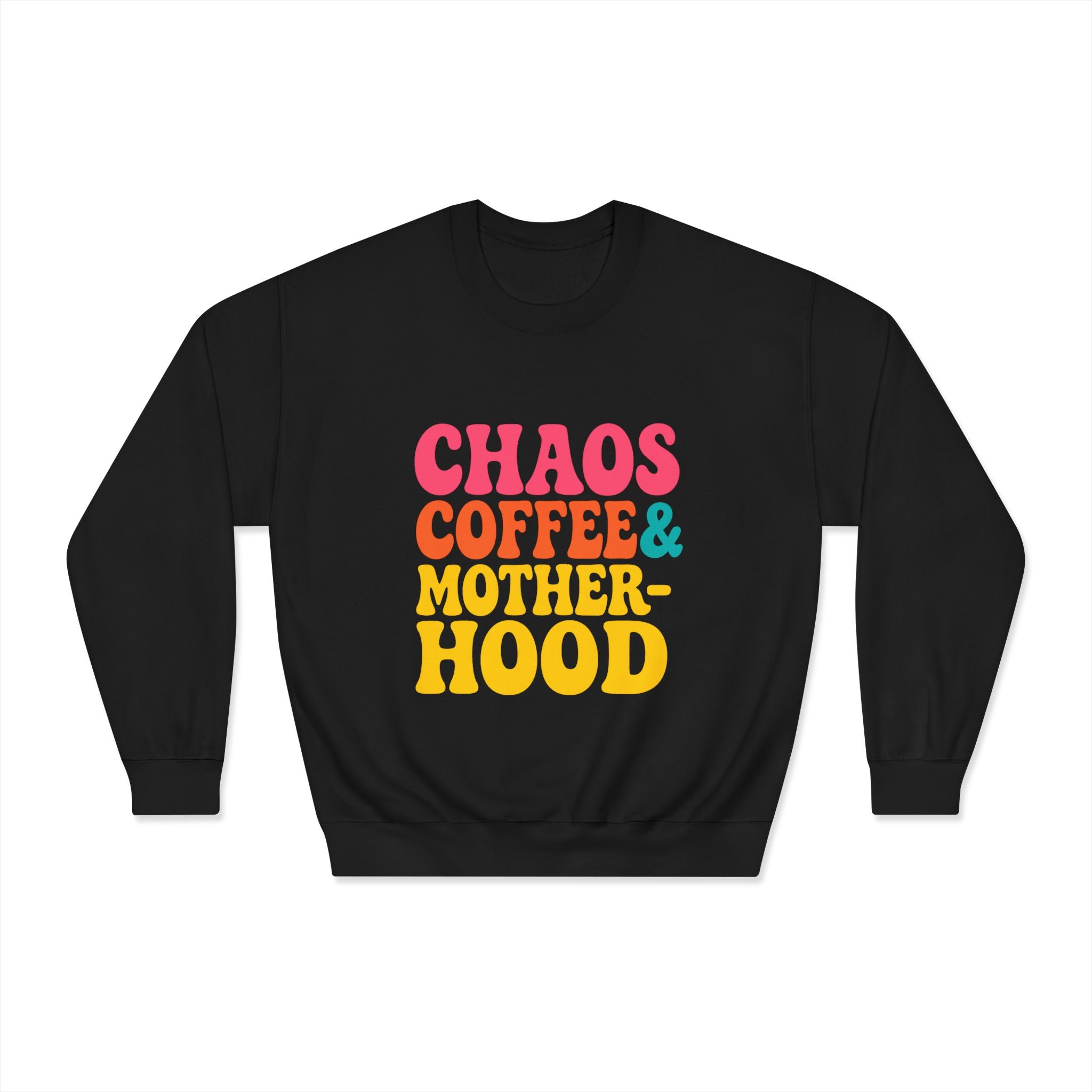 Chaos Coffee & Motherhood Sweatshirt | Retro Color Block Mom Tee