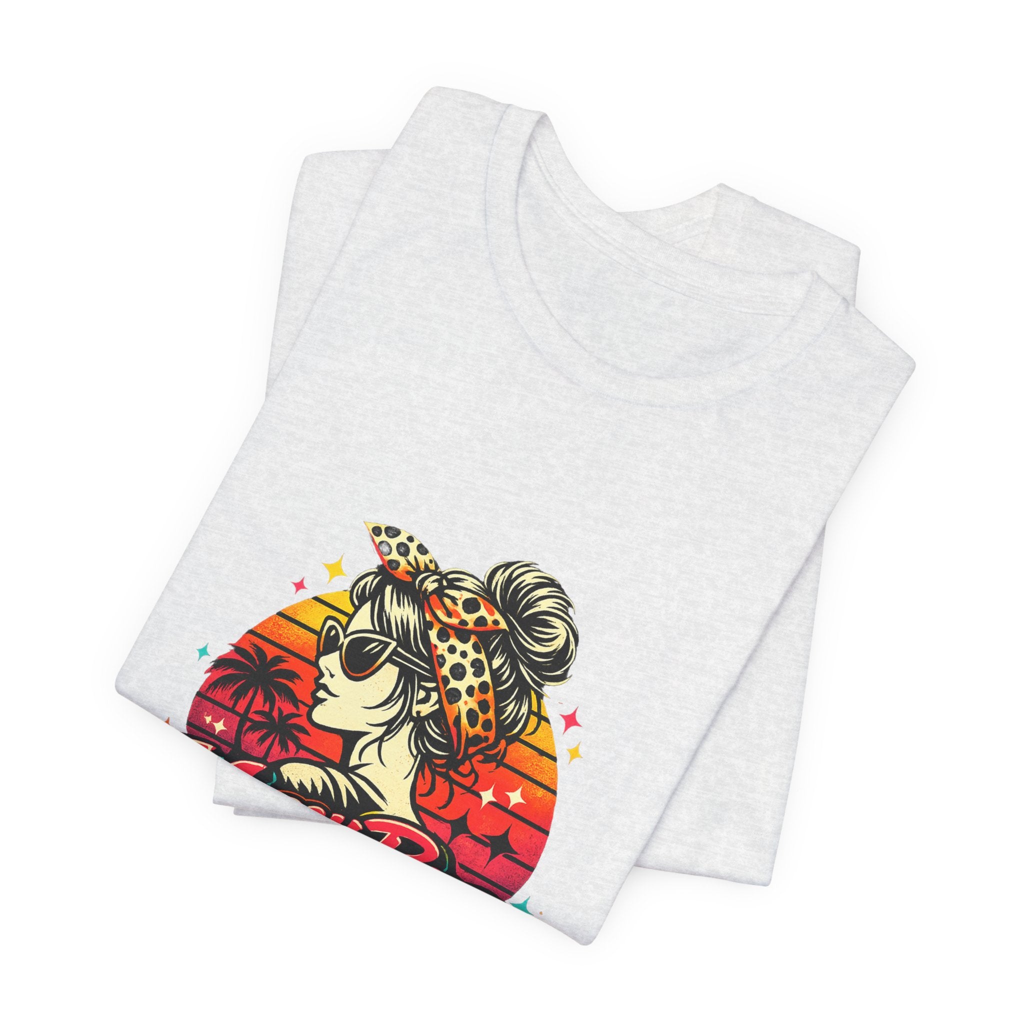Messy Bun Momma Club Tee | Retro Sunset Mom Hair Graphic