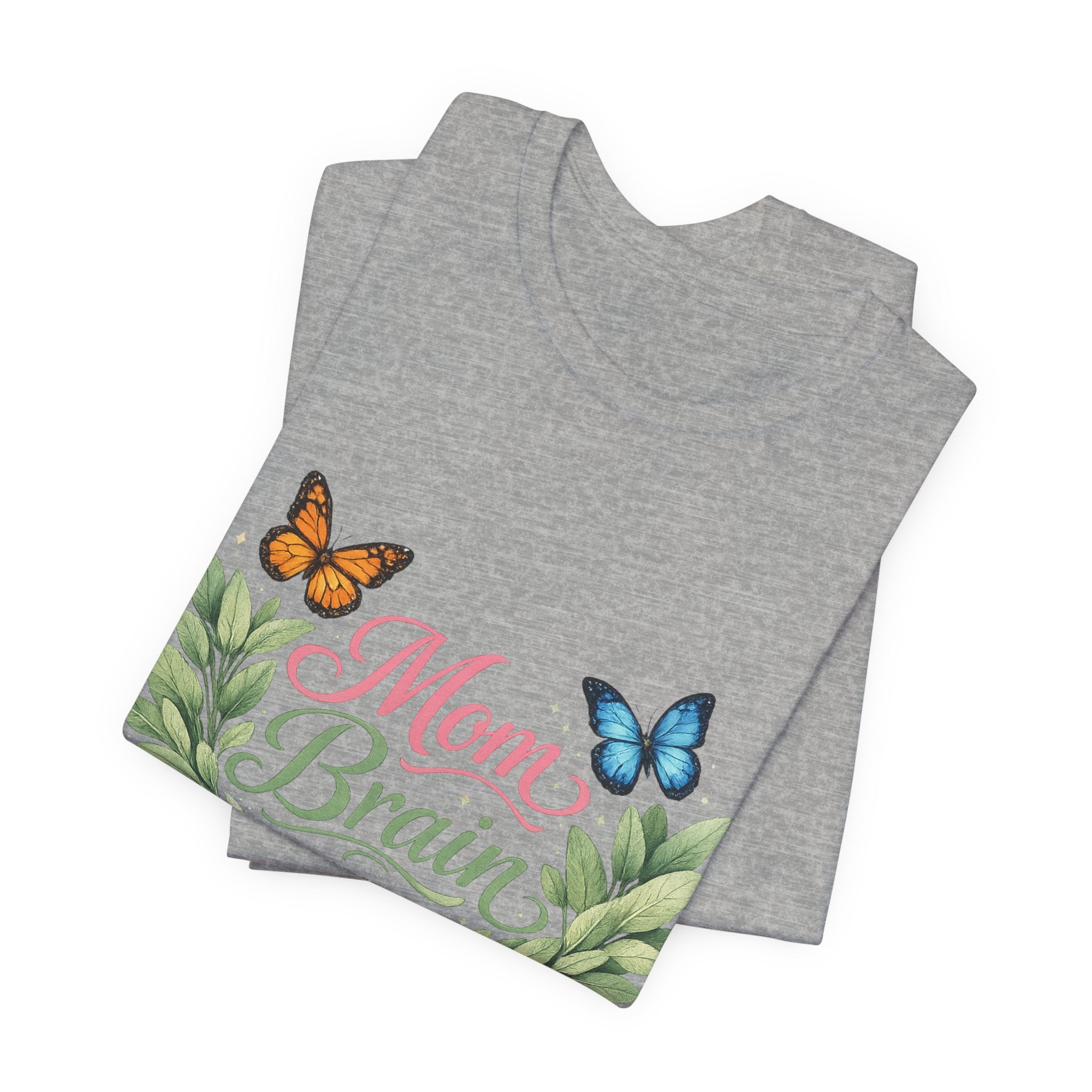 Mom Brain Loading T-Shirt | Floral wreath, butterflies, pastel script