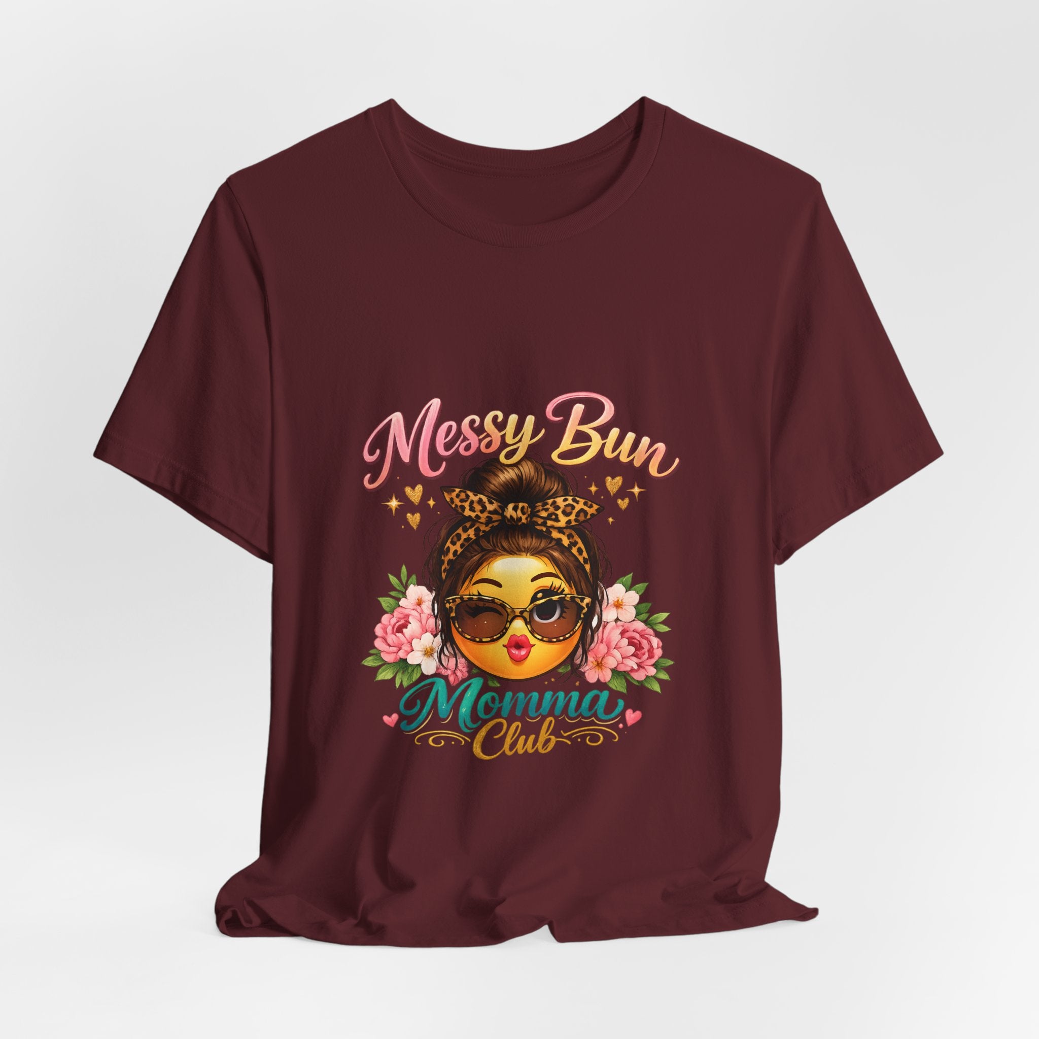 Messy Bun Momma Club Tee | Mom Graphic Shirt, Floral Bun Girl Design