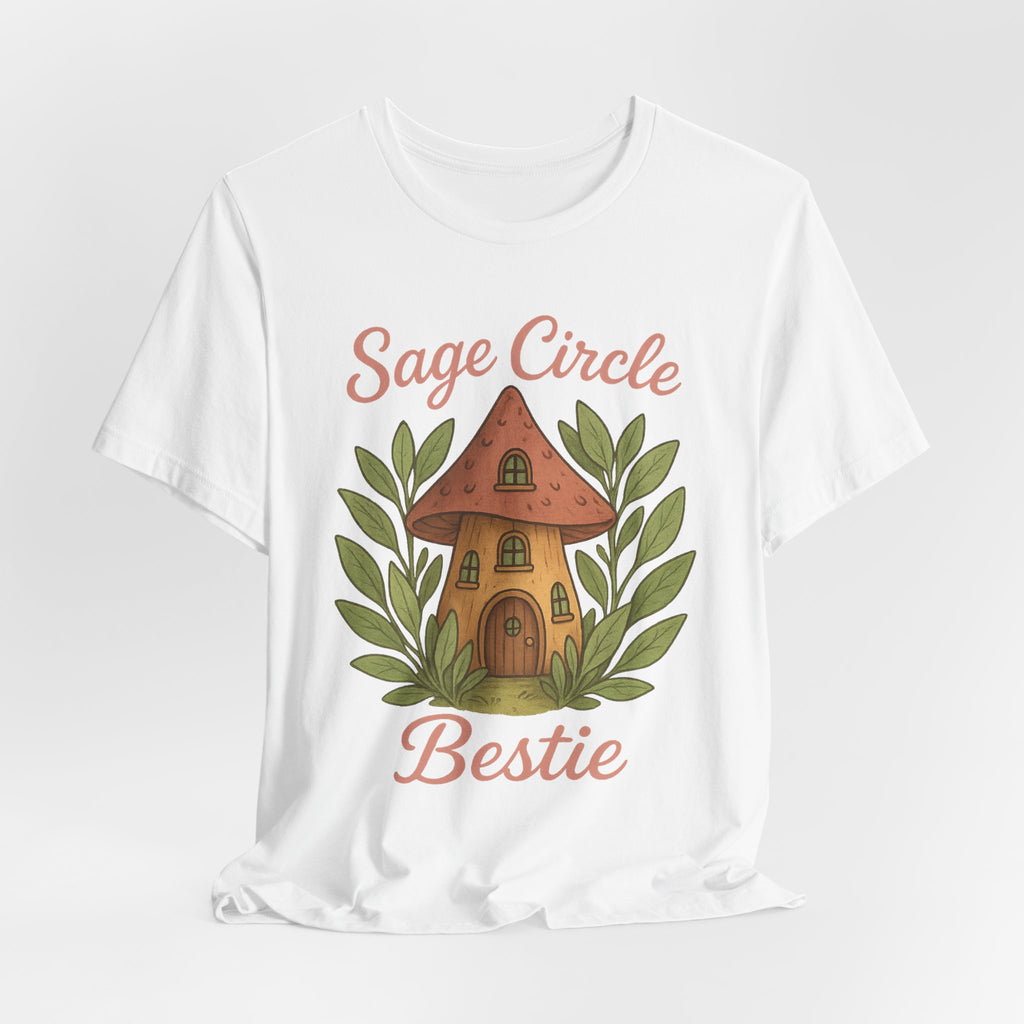 Sage Circle Bestie T-Shirt | Mushroom Cottage Illustration